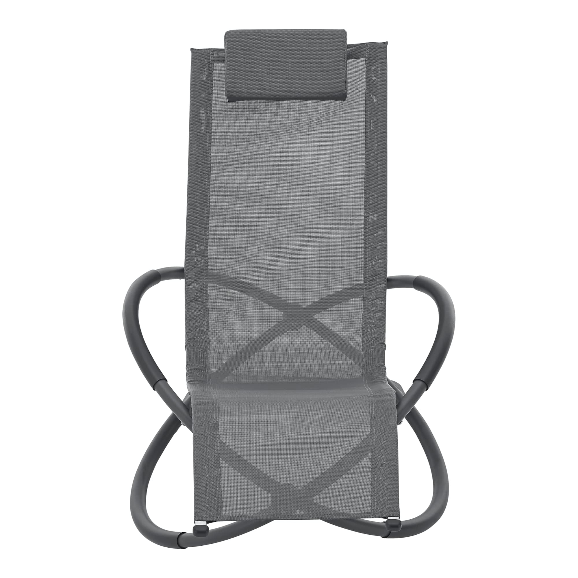 en.casa] Ligstoel Tarent schommelstoel ergonomisch tuinstoel ligbed voor tuin terras balkon donkergrijs