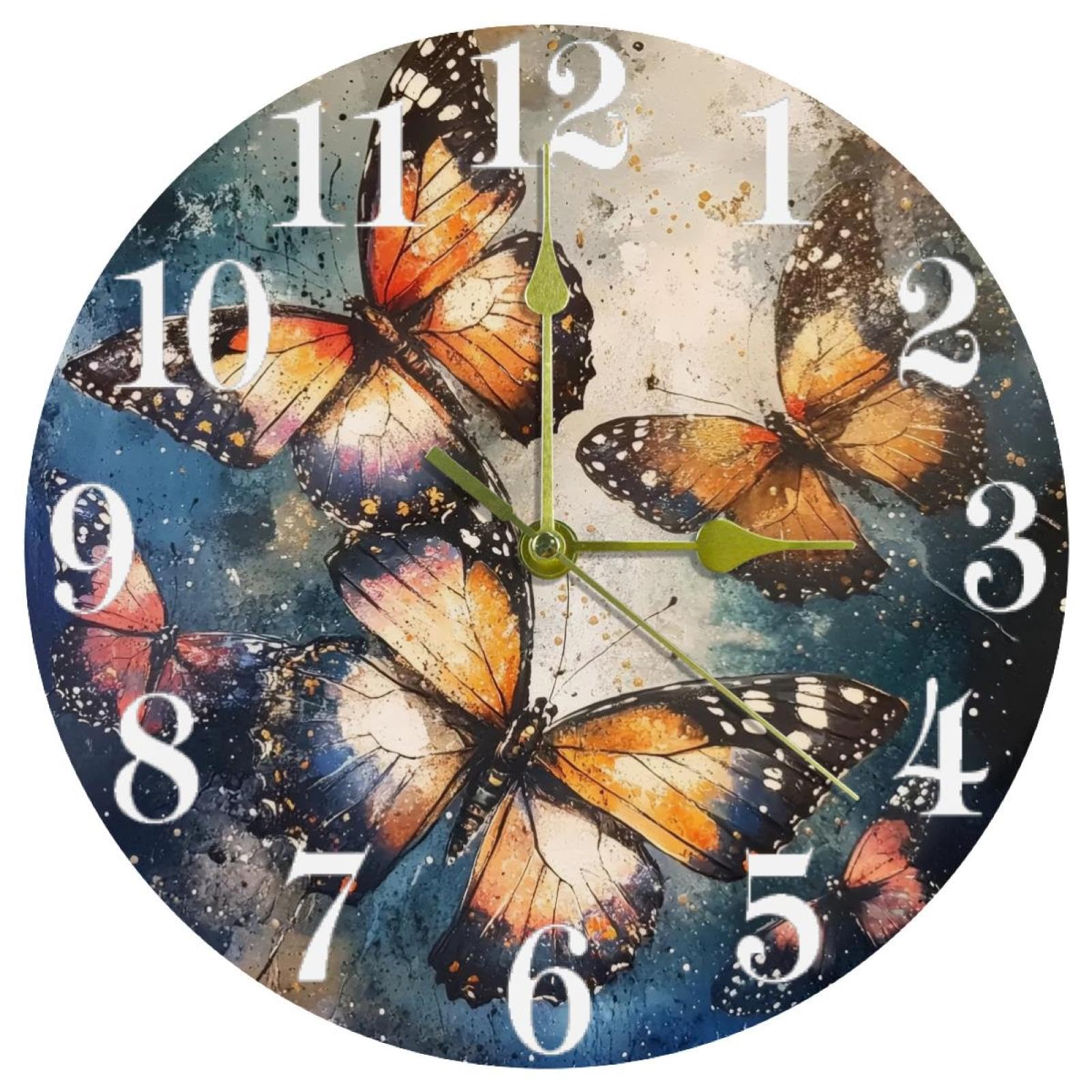 Horloge murale vintage papillon silencieuse sans tic-tac pour travailler et dormir sans bruit