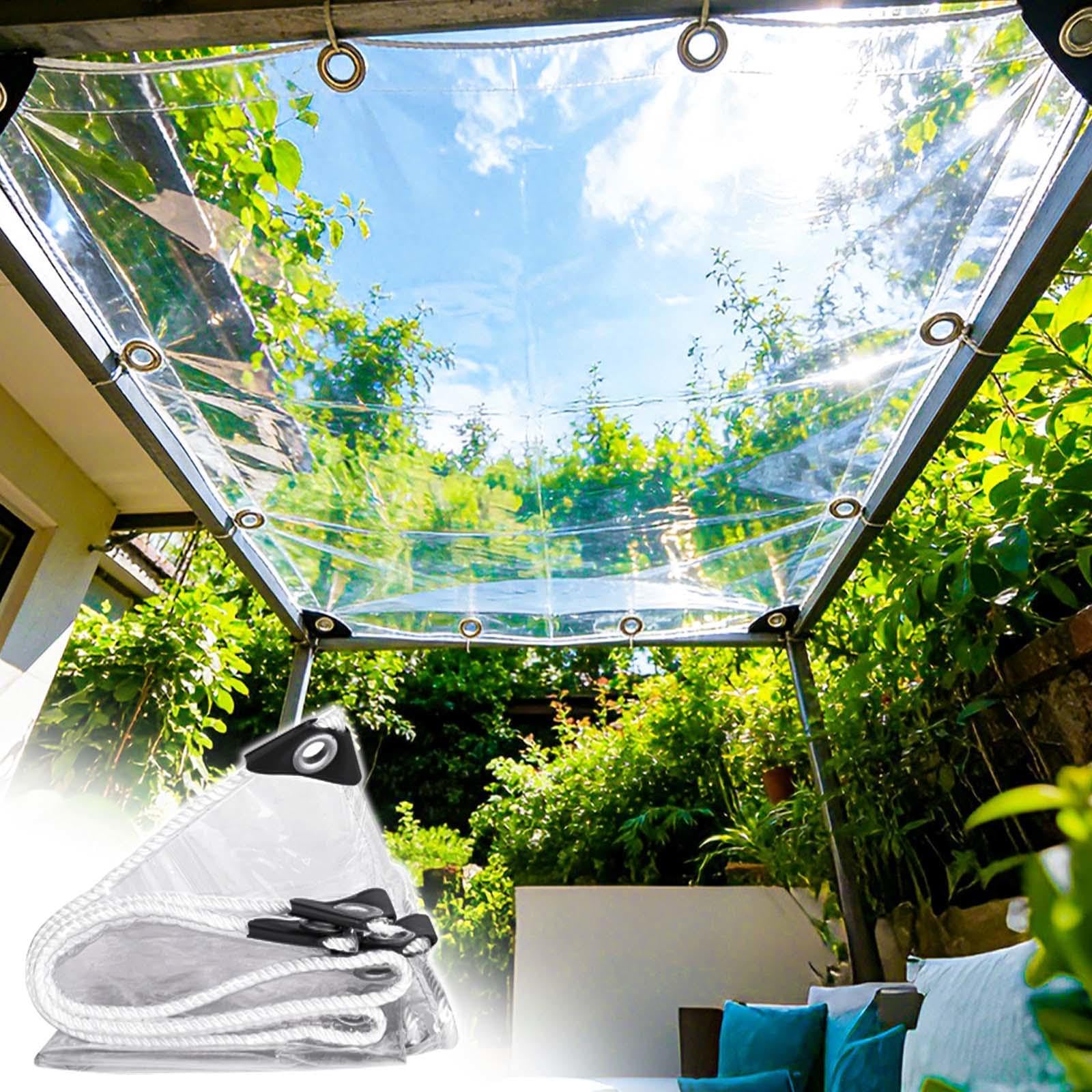 Tarpaulin Waterproof 1x1.5m,2x2m,2x3m,Heavy Duty Pvc Clear Tarpaulin,400 G/M² Garden Greenhouse Large Tarpaulins,Outdoor Weatherproof Transparent Tarp Cover,WxH-1.5x2.4m/4.9x7.9ft