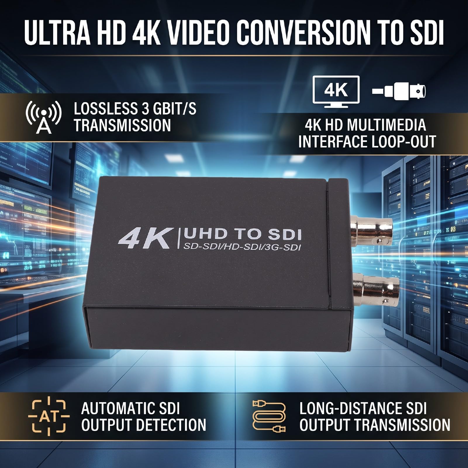 Konwerter na SDI 4K, 3G SDI z Automatycznym Wykrywaniem Formatu,