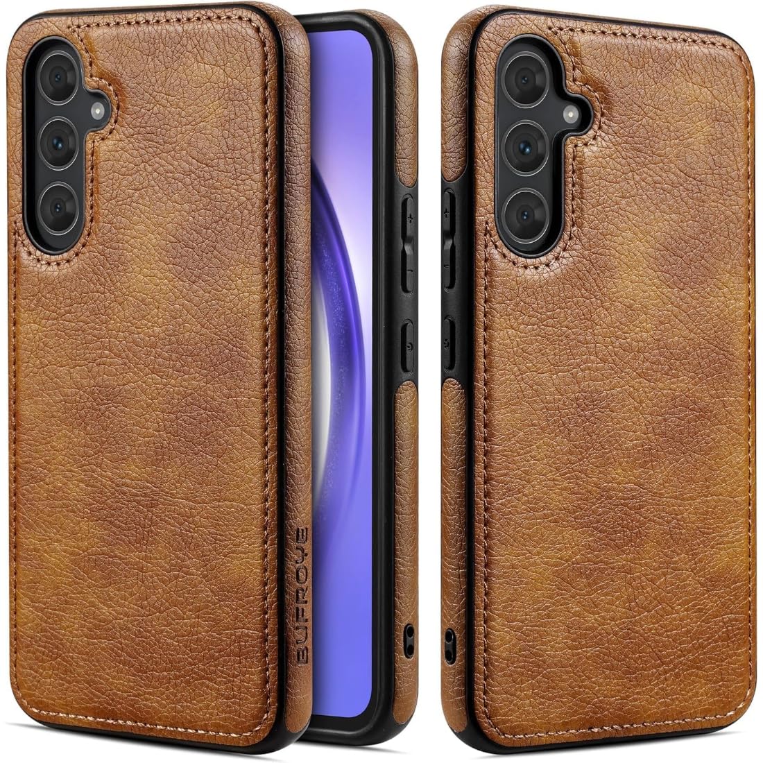 Wraklin Samsung Galaxy S23FE Back Cover | Side Leather Grip | Complete Camera Protection | Raised Edges | Premium Feel | Bumper Back Case for Samsung Galaxy S23FE (Brown)