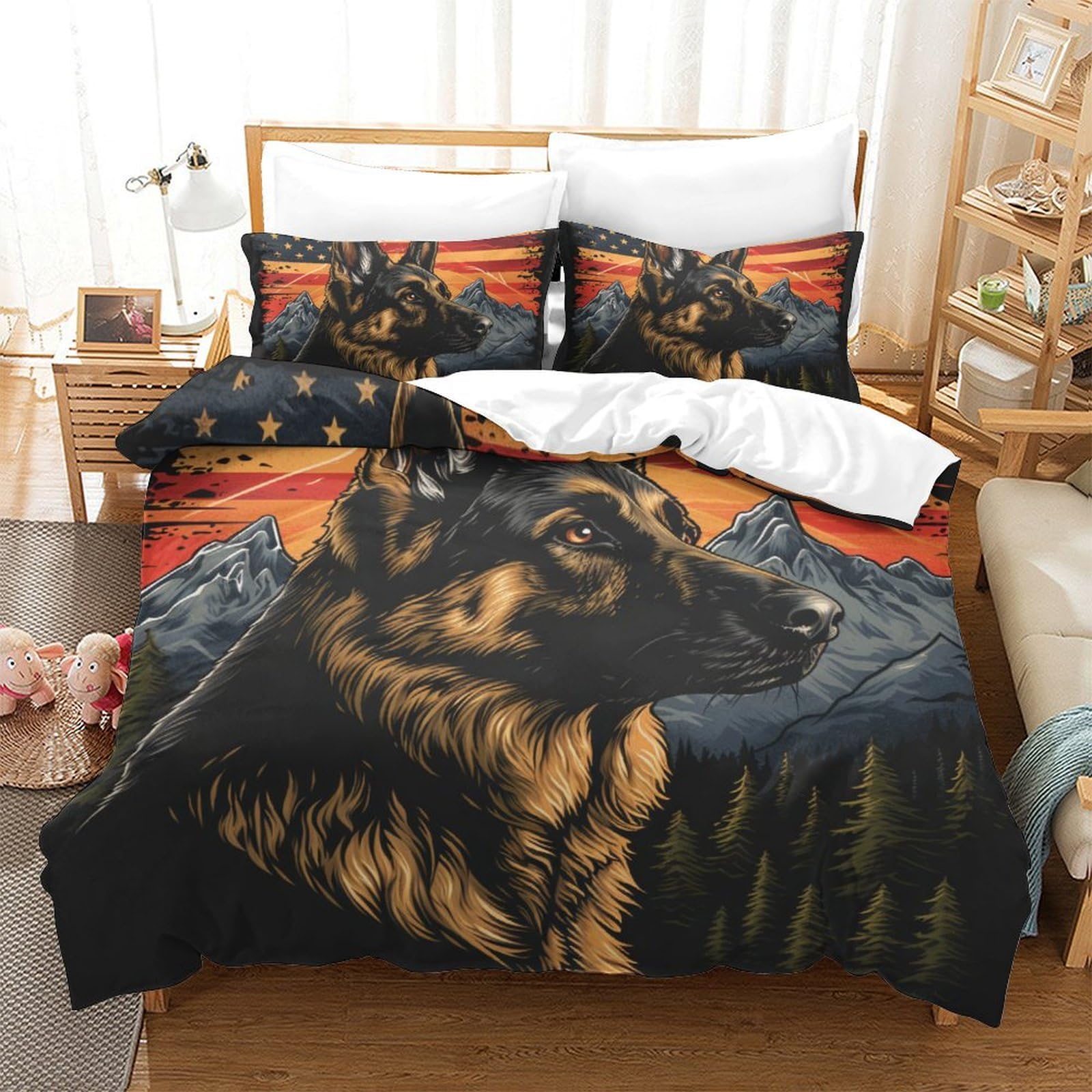 Housse de couette Berger Allemand microfibre ultra douce et respirante King