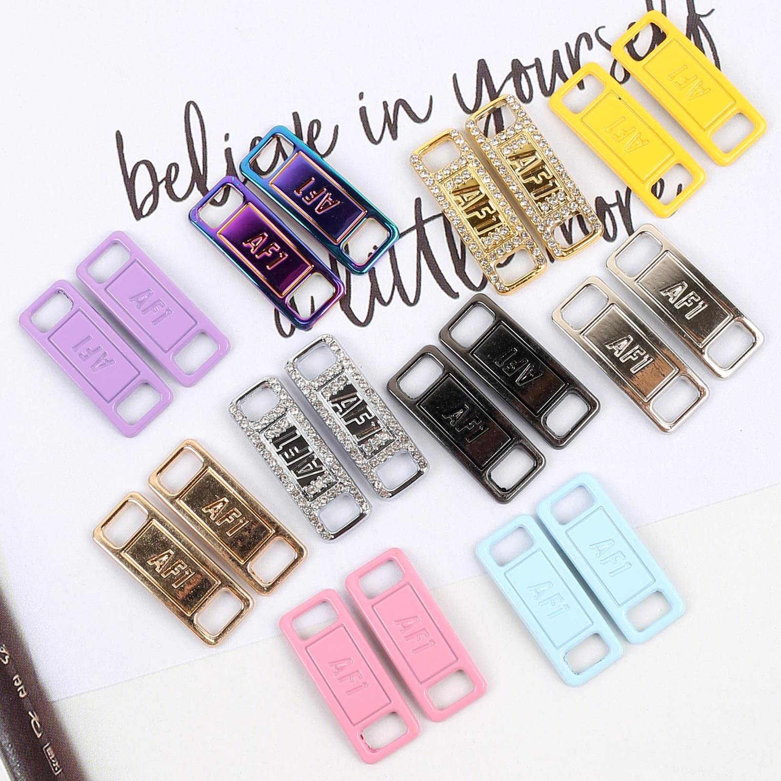 animacoser10 Pairs AF1 Metal Tag, Bling Shoelaces Buckle, Shoe Accessories  Decoration for Trainers