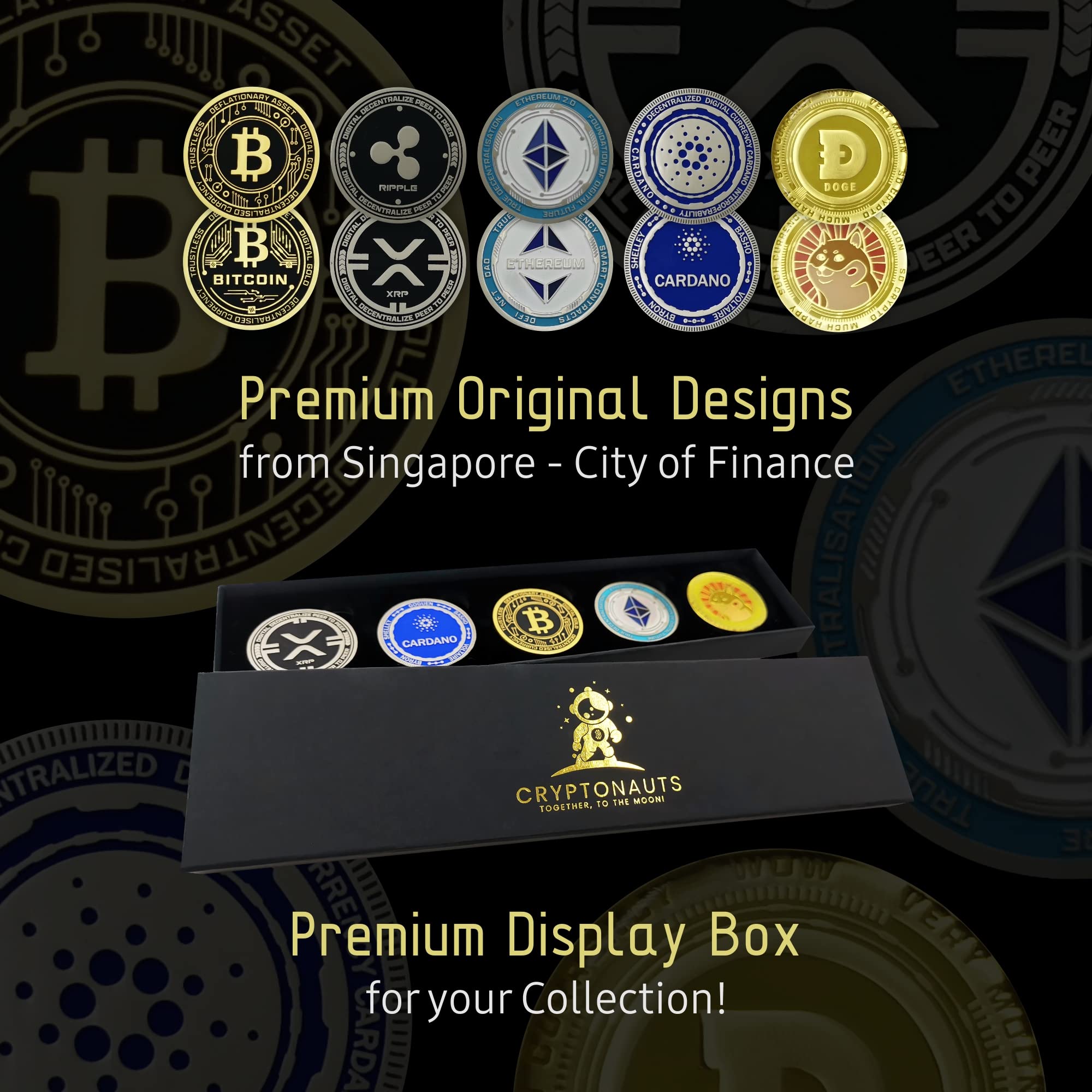Amazon.com: Cryptonaut 加密貨幣硬幣紀念代幣-  以太坊、多吉幣、卡達諾、波紋、XRP、Tether、Chainlink、Polkadot 加密貨幣代幣: 藝術古董收藏
