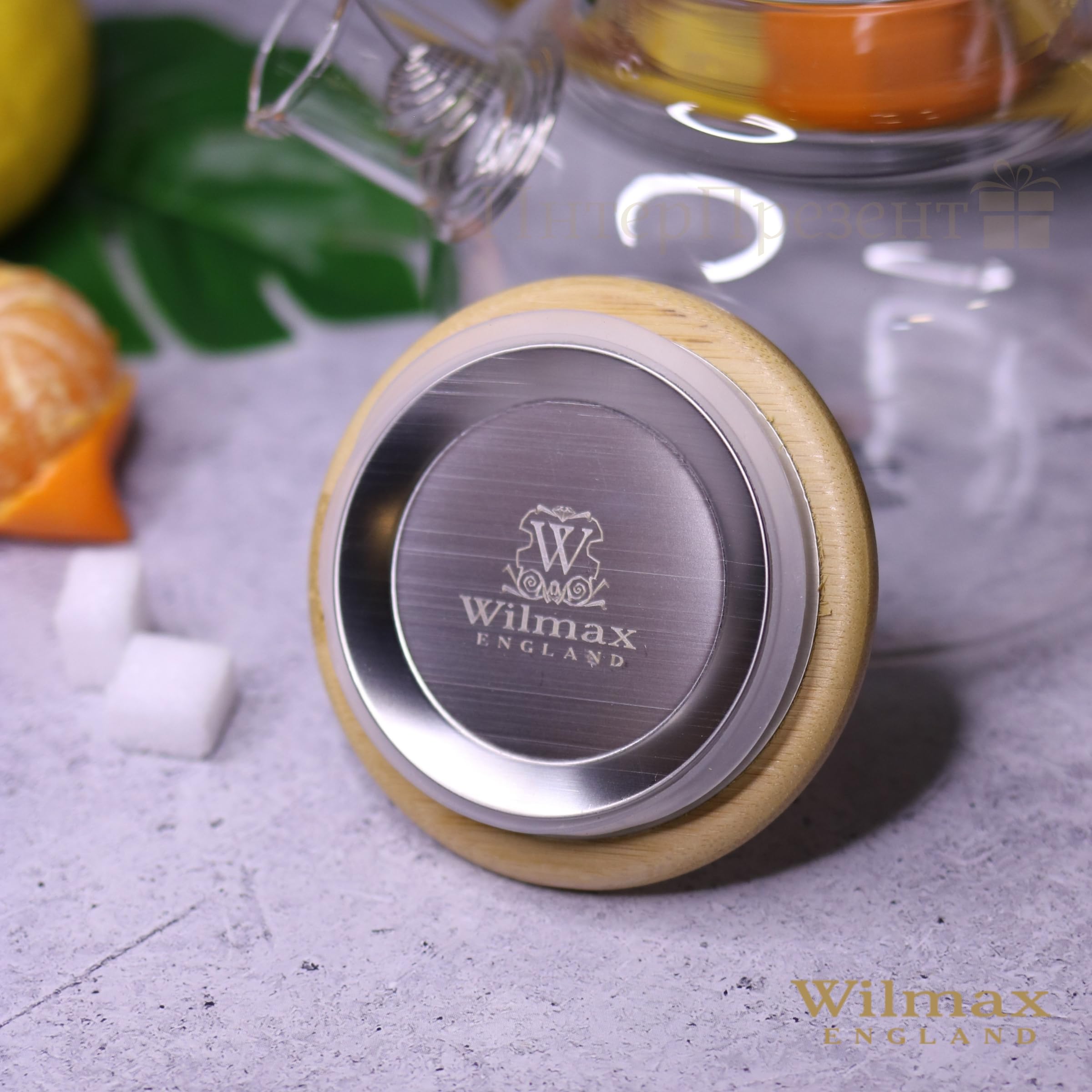 Wilmax Teekanne 1,6L + 6 Thermogläser 400ml im Set | Teesieb für losen Tee | Glaskanne mit Bambus-Deckel | Kanne für Teeblumen | Teapot | Glaskanne für Heiß- und Kaltgetränke | Spülmaschinenfest
