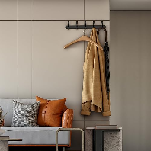 Miniatura 4 de SAYONEYES Perchero de pared con 5 ganchos dobles para colgar, 16 pulgadas, acero inoxidable SUS304, acabado mate, resistente al agua, gancho de