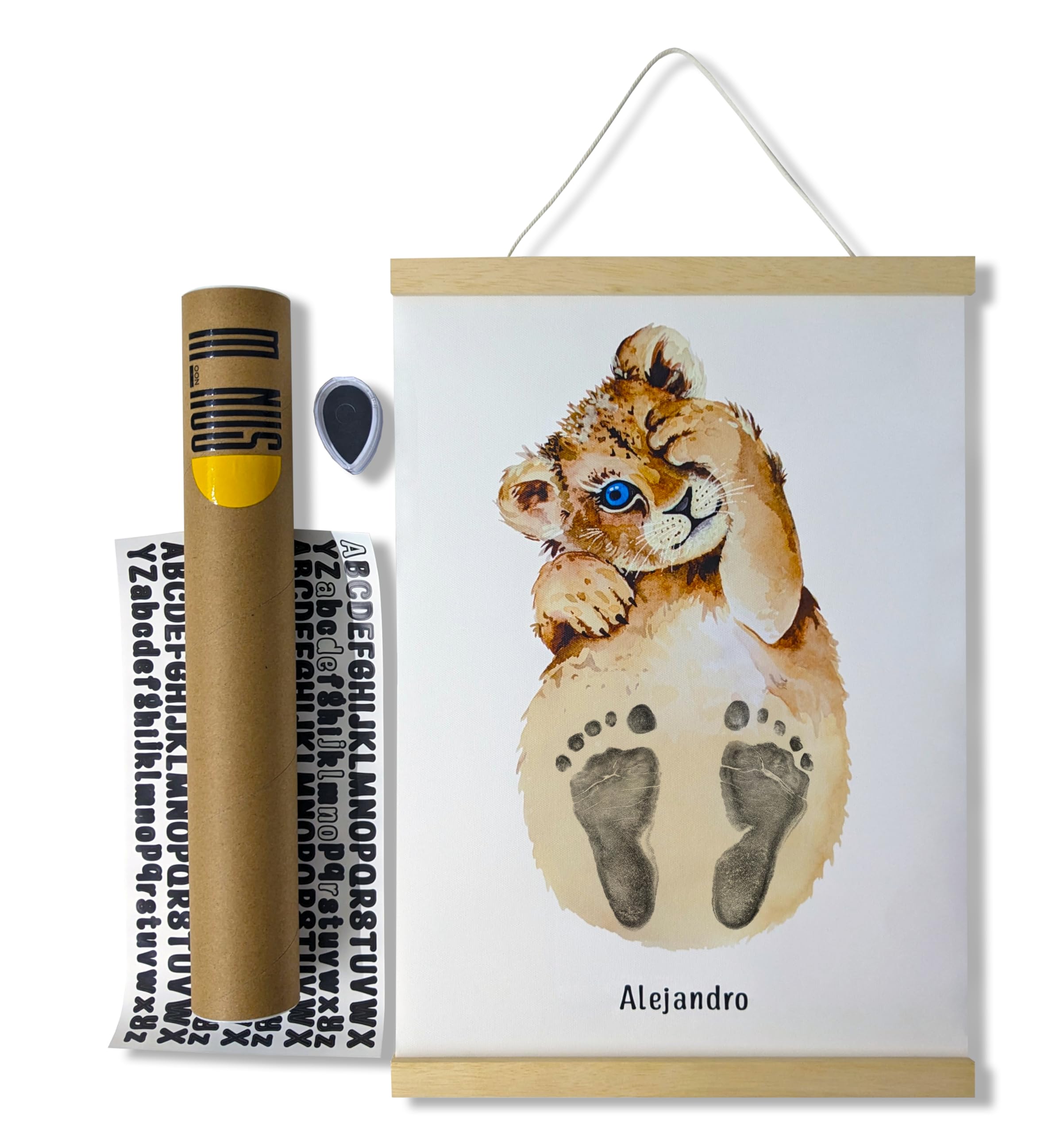 minus moon Set huellas bebé recién nacido personalizado - juego completo de regalo para nacimiento, baby shower, cumpleaños niños hasta 3 años (Marrón)