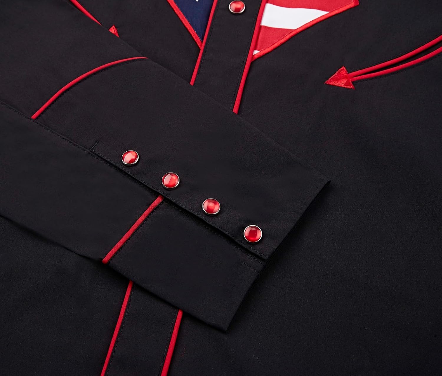 DIFICIL SLOG® Men’s American Flag Embroidered Snap Button Down Shirts Western Cowboy Patriotic Regular Fit Long Sleeve Shirt - Image 6