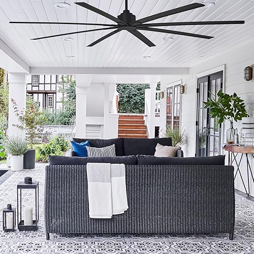 Miniatura 7 de MINKA-AIRE F896-84-CL, Xtreme H2O Ventilador de techo de 84 pulgadas en acabado carbón (negro) con control remoto y pared adicional