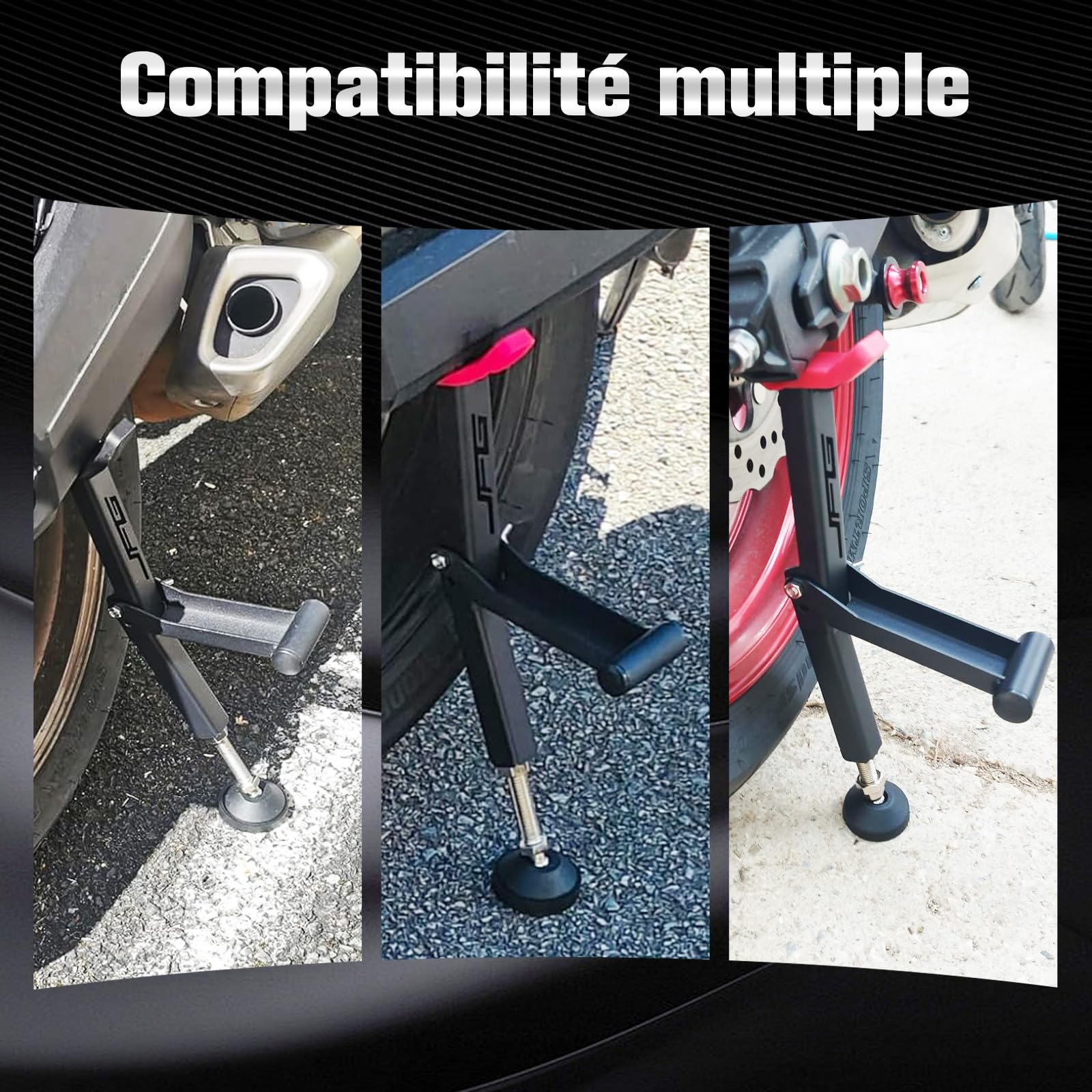 Béquille d'Atelier Moto Arrière Pliable pour Pit Bike Dirt Bike Rouge
