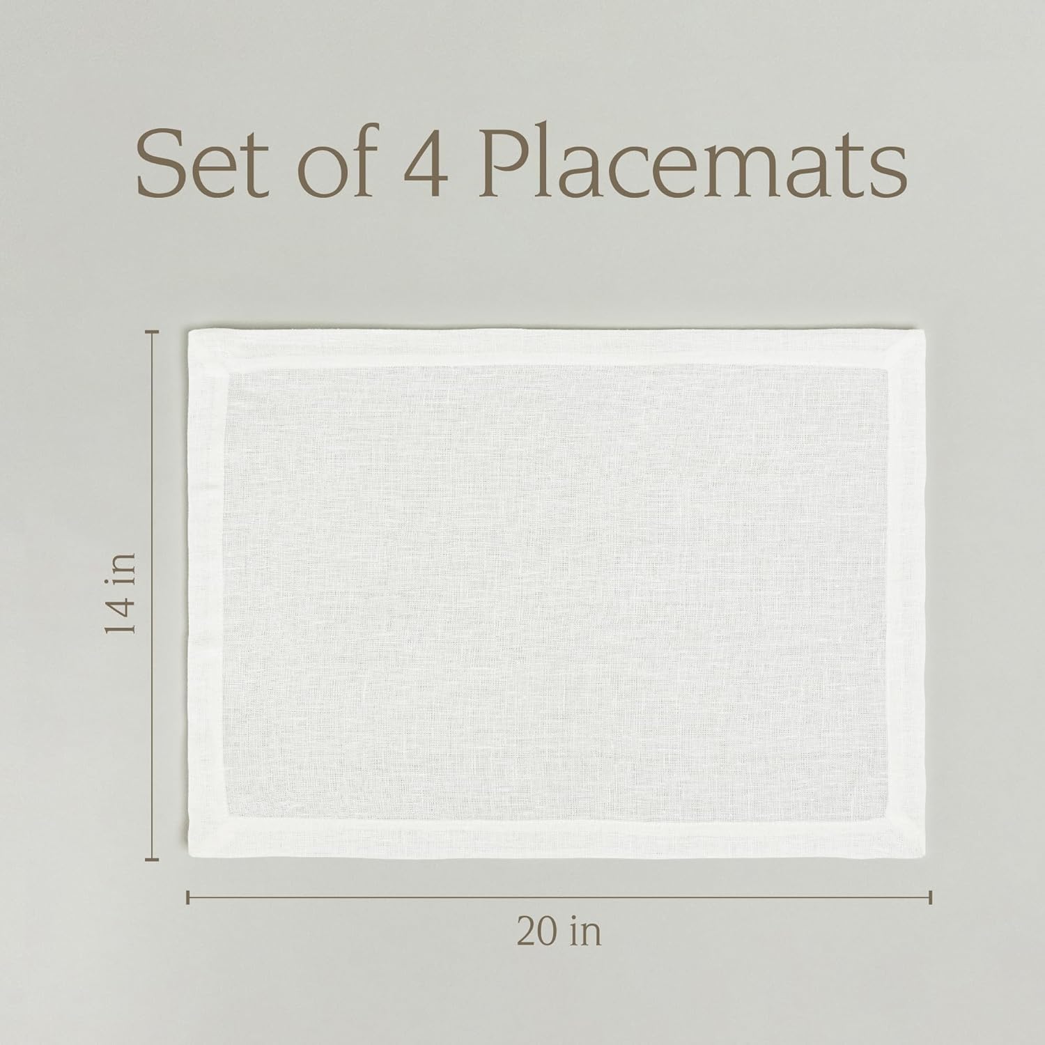 Over&Back Set of 4 Washed 100%-Linen Woven Placemats - Colorful Dining Table Mat - Machine Washable - Kitchen and Home Decor - Ivory