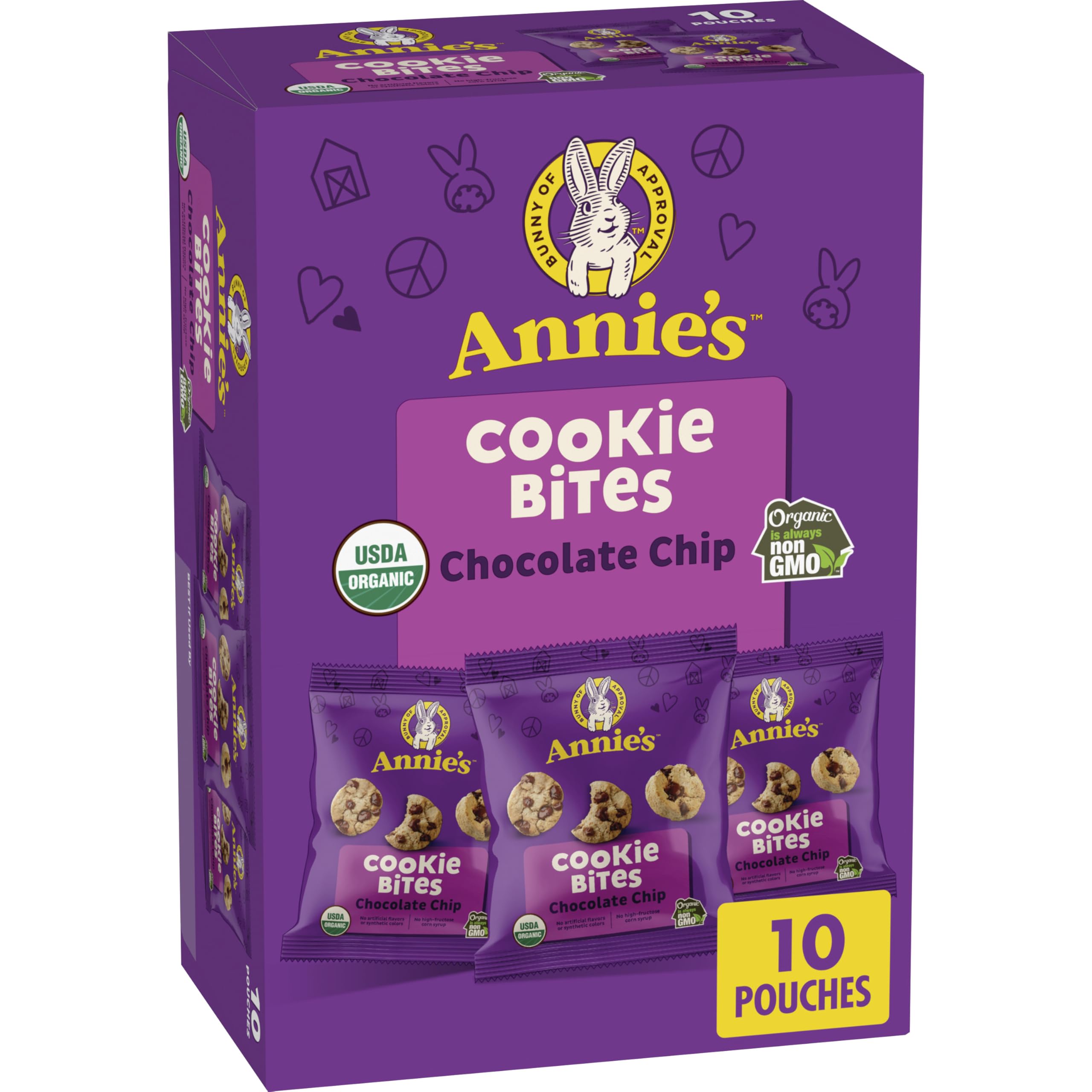Annie's Organic Chocolate Chip Cookie Bites, 10 Pouches, 10.5 oz