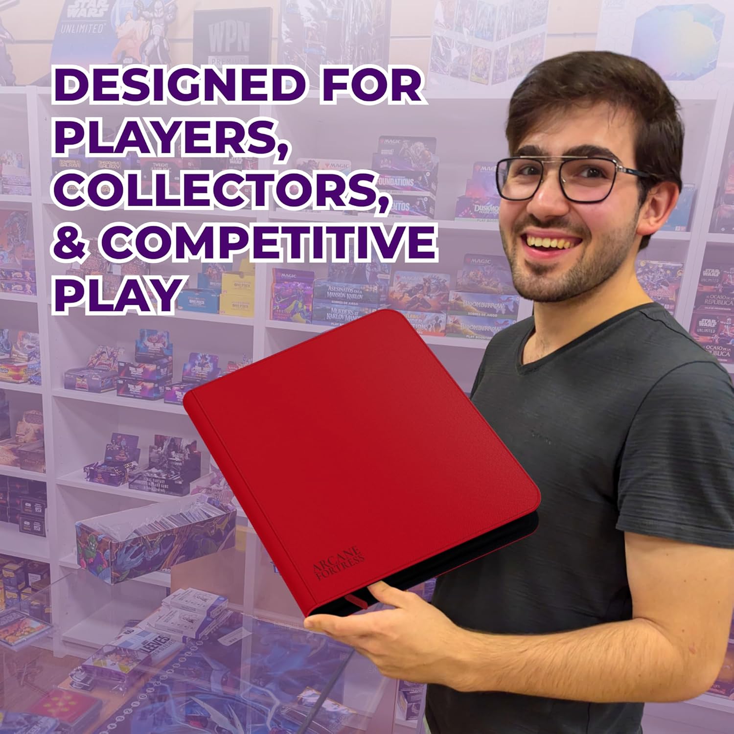 MTG Card Binder, 12-Pocket Magic Card Album, Holds 360 Cards, Leather Side -Loading Card Storage Binder, Premium Card Collector Book for TCG Players