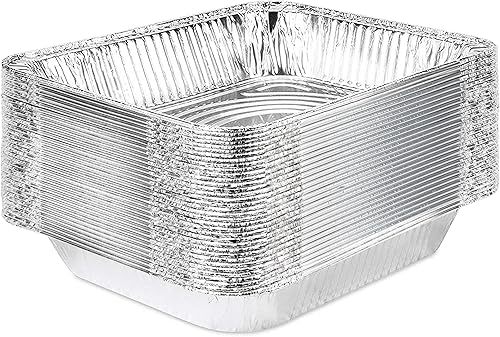 Stock Your Home Sartenes de aluminio de 9 x 13 (paquete de 20) Bandeja de papel de aluminio desechable y reciclable Sartenes profundas de mesa de