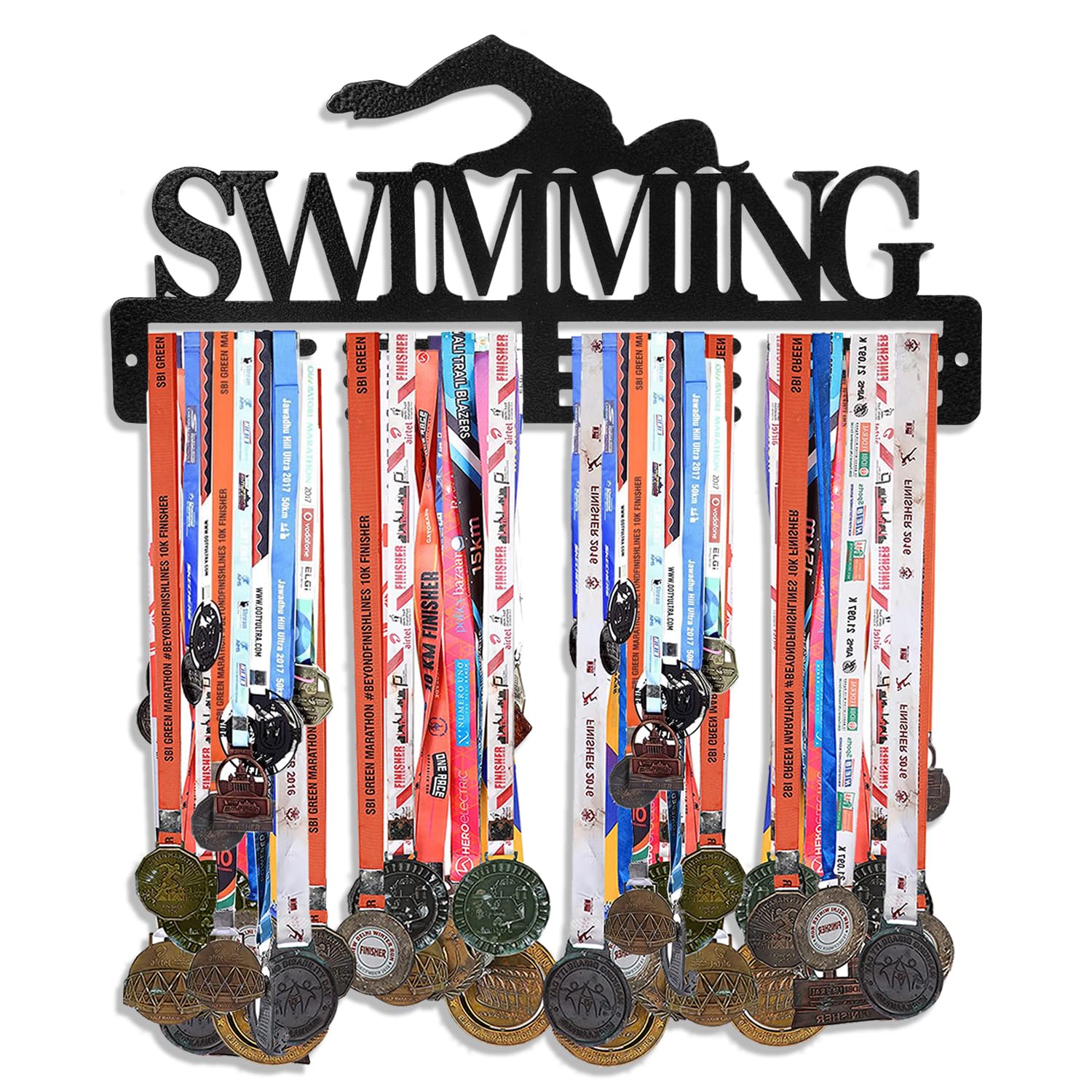 Sehaz Artworks Medal Hangers for Wall | Medal Holder for Wall | Medal Display Case | Wall Mount Medal Frame Holds Upto 24-30 Medals Black Swimming Medal (B08PCV5H5D) Amazon Price History, Amazon Price Tracker
