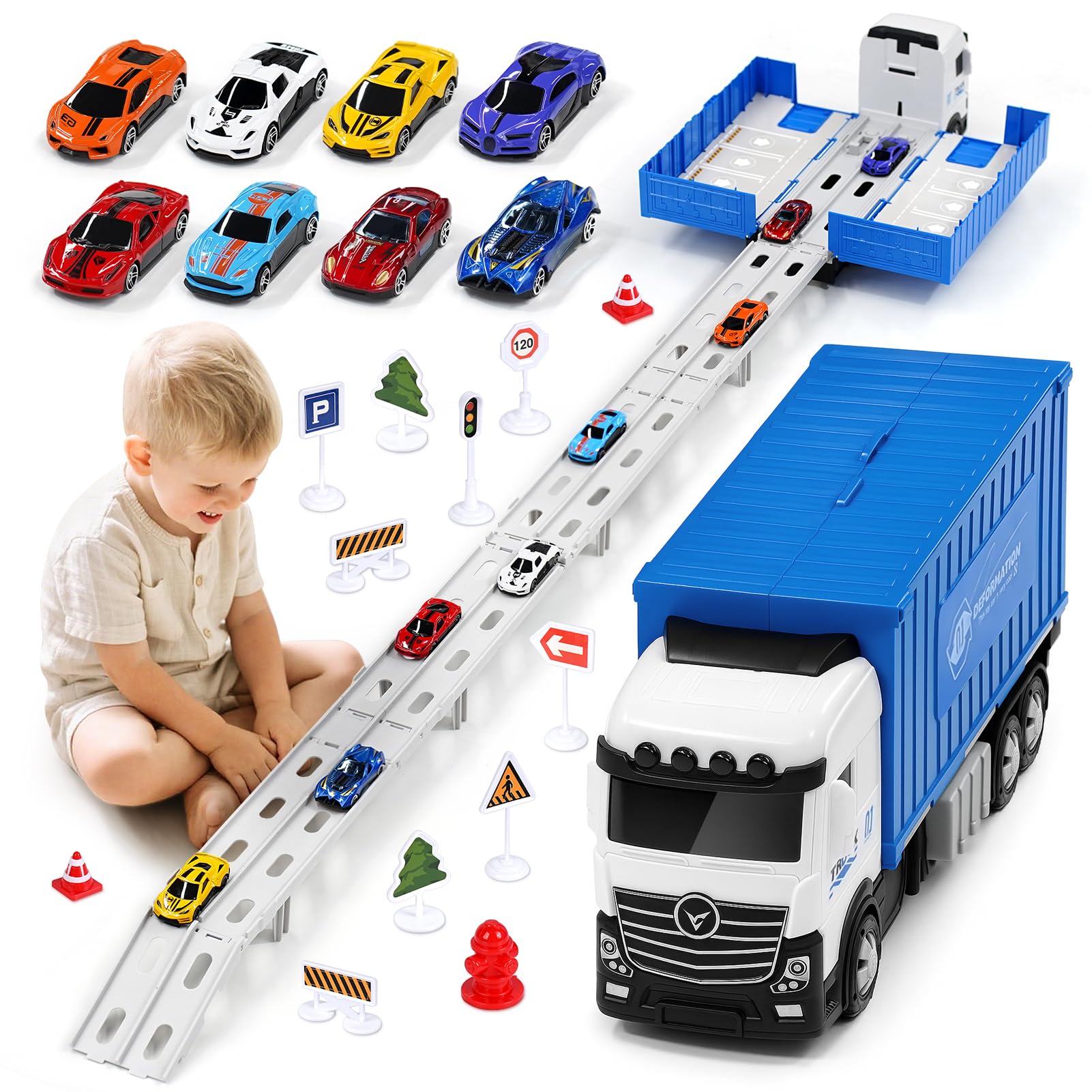 Transporter Truck Cars Toys for Boys 3 4 5 6 Years Old