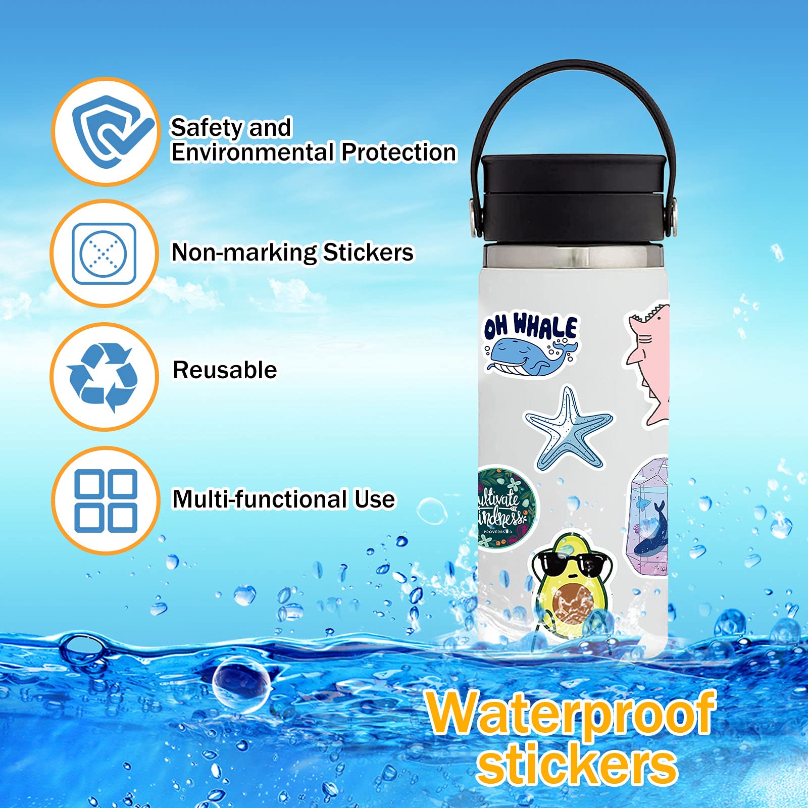 200 PCS Stickers for Water Bottles, Cute Vinyl Waterpr...B09785M54X ...