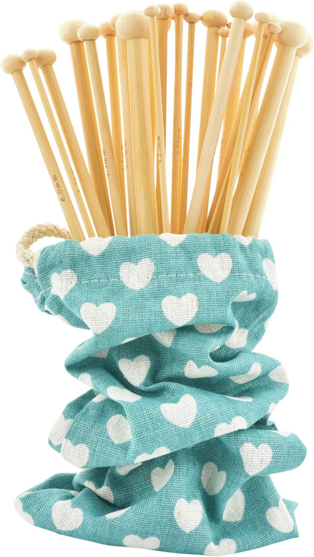Celley 18 Pairs Smooth Bamboo Knitting Needles with Pouch (9 3/4 Inches Length, Sizes US 0 to US 15)