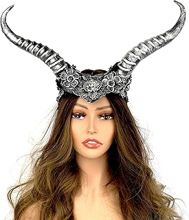 STORM BUY ] Steampunk Style Luxury Metallic Ram Goat Horn Devil Headband Halloween Costume Masquerade Cosplay Prom Ball Party (Silver)