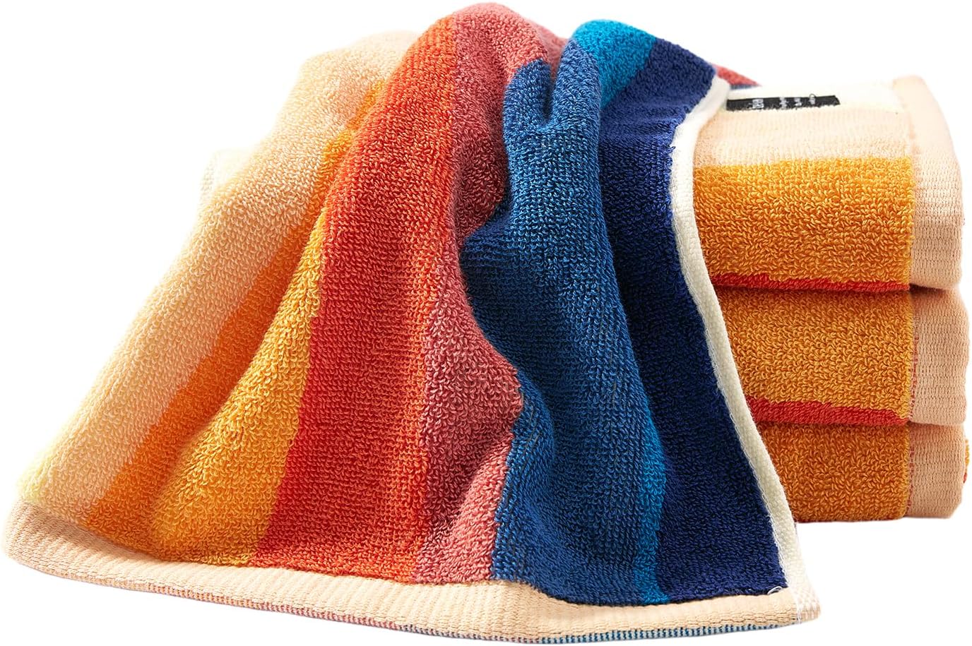 HEAVYWOOD Colorful Hand Towels 4pcs 100% Cotton Reversible, Soft & Absorbent Decorative Hand Towel for Bathroom Clearance (Orange, 4Packs)