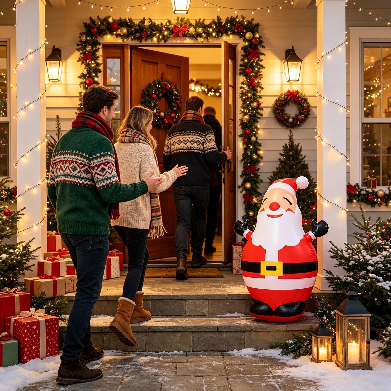 Figuras Hinchables Navideñas Figura Con Luz LED Adorable De 150 Cm De | Decoración Navideña Hinchable Para Suelo Parque Entrada Delantera De Tienda Exterior Jardín Césped