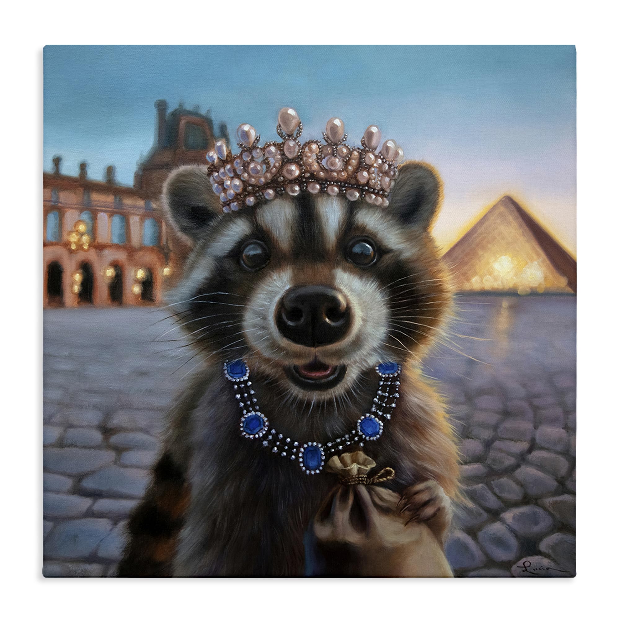 'Louvre Loot Raccoon'| Canvas Art