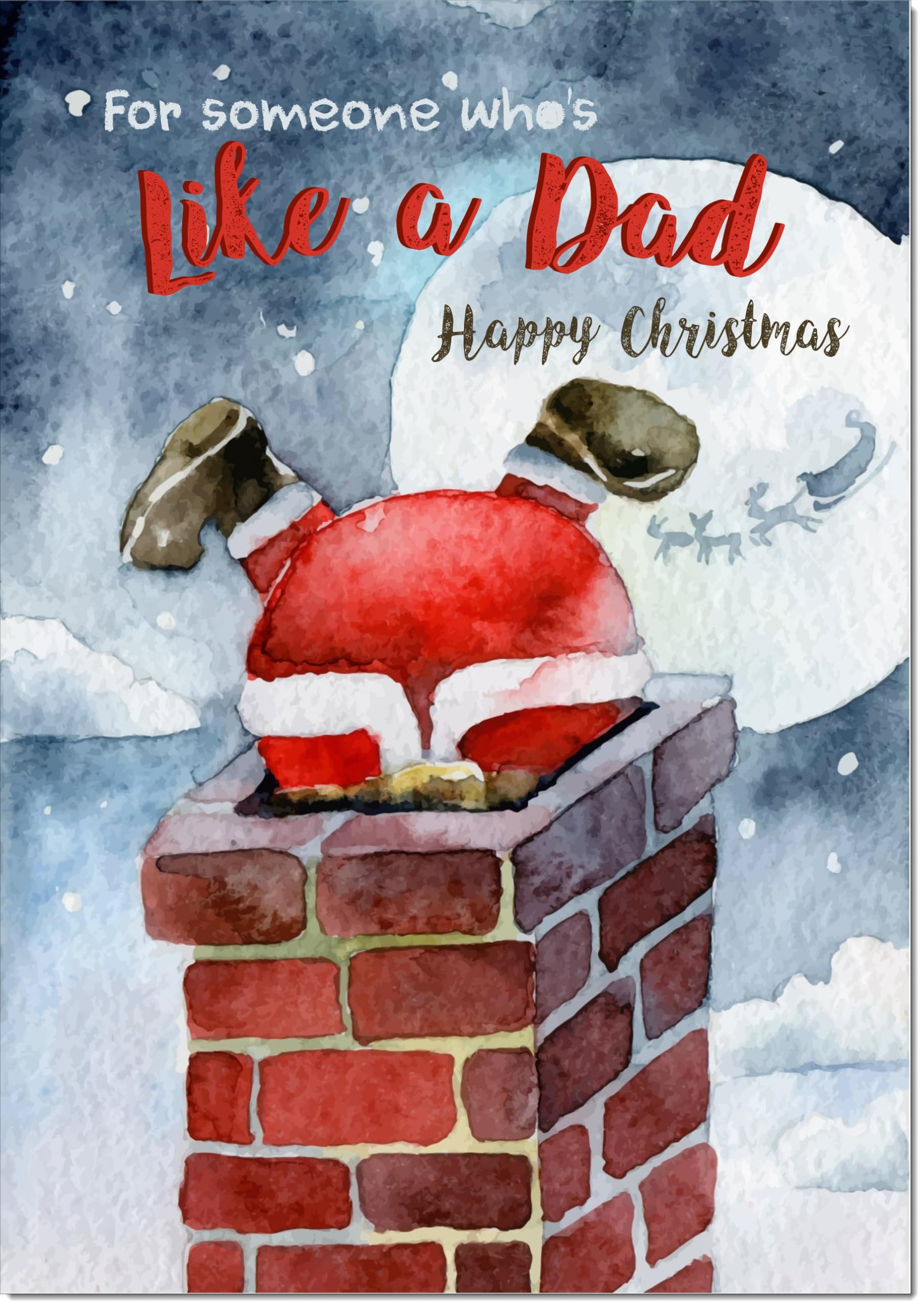 doodlecards Like a Dad Christmas Card Santa Chimney Large A4 Size Christmas Card for Like a Dad with Plain Envelope