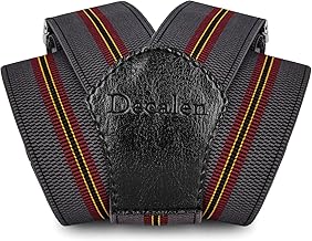 Decalen Men's Braces Elastic Adjustable Slim Suspenders for Men Formal Y-back with Strong Clips