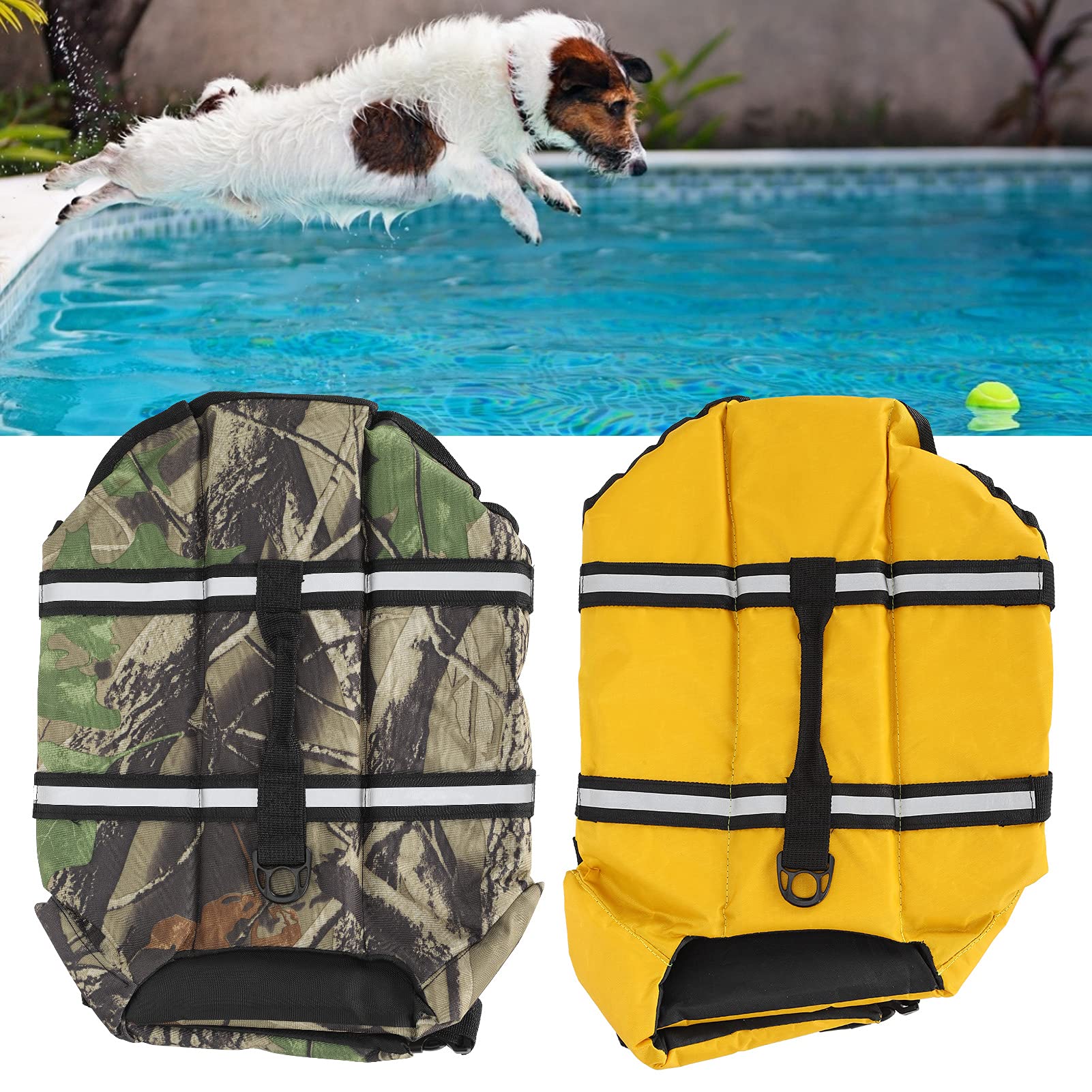 SYH&AQYE Maillot de Bain de sécurité pour Chien Gilet de Sauvetage pour Animaux de Compagnie Gilet de flottaison économiseur de Maillot de Bain pour Chiot sécurité de l'eau(XL-Jaune)