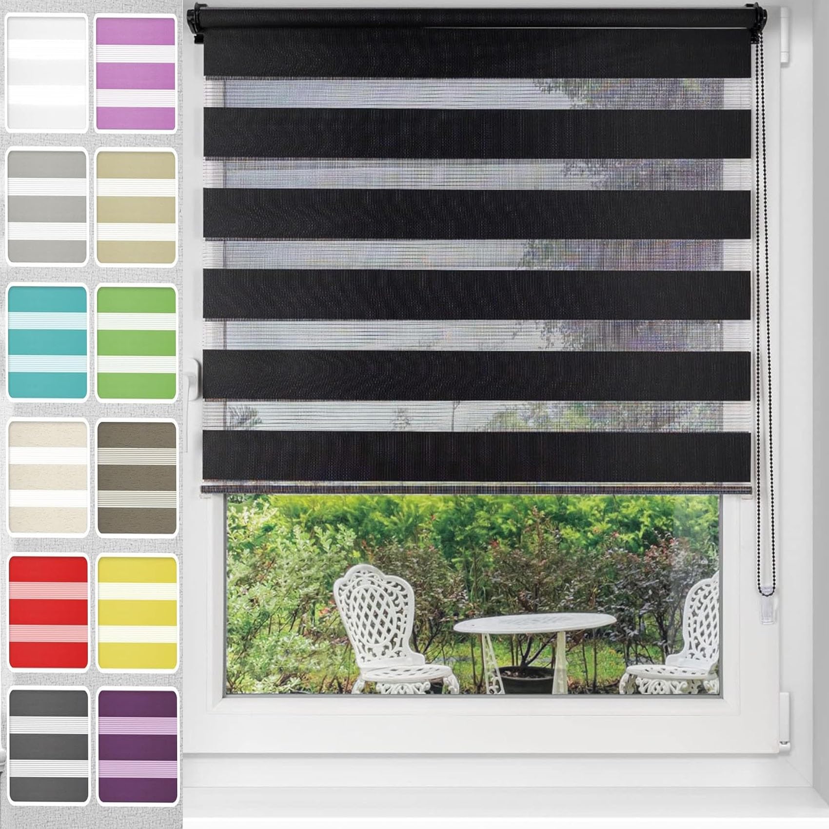 Thermorollo Verdunkelungsrollo 40 x 250 cm Sonnenschutz und Sichtschutz, Wärmeschutzrollo Thermo Rollo inkl. Montagematerial, für Fenster, Schwarz
