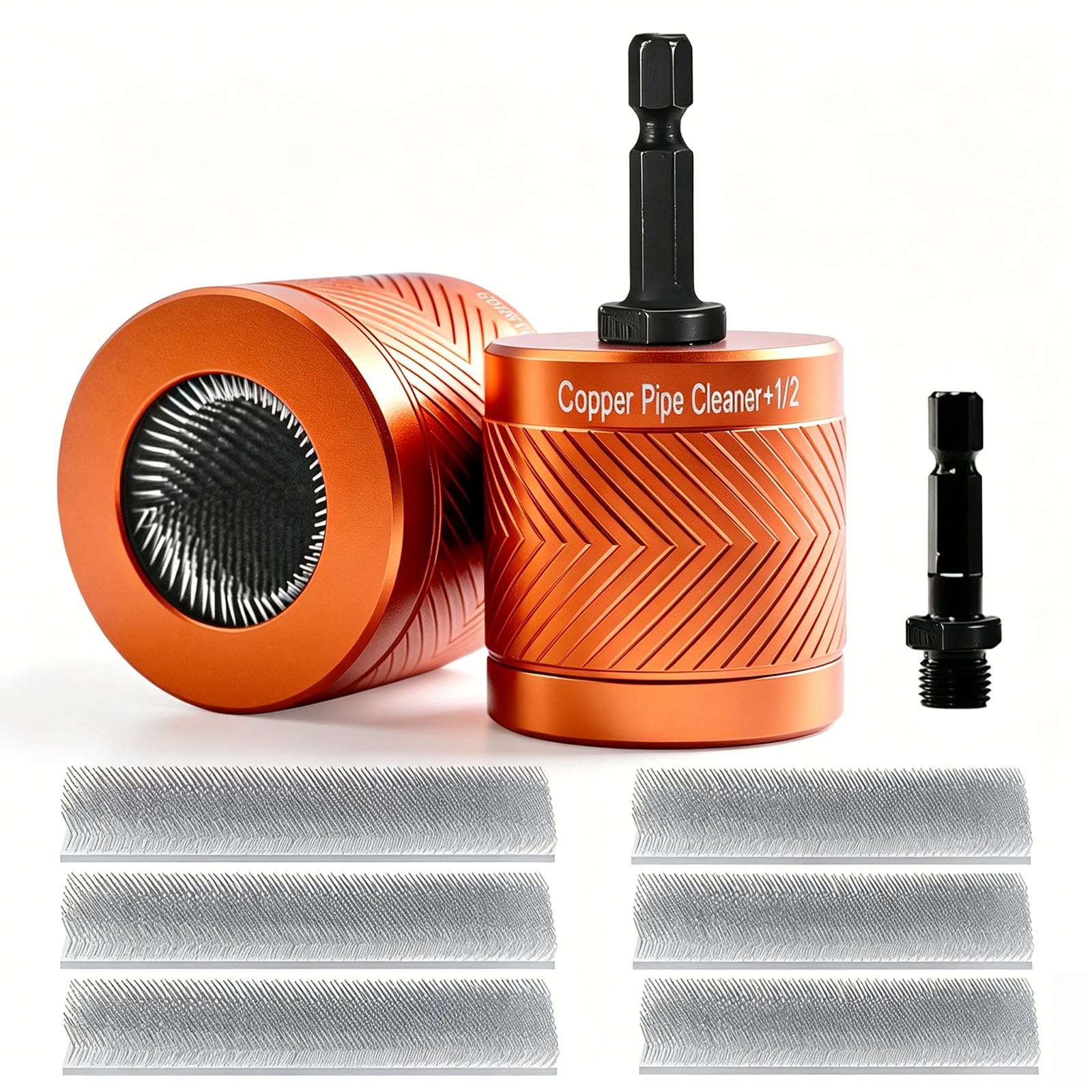 Copper Pipe Cleaner,15+22mm Drill Tube Cleaning Brush, Upgraded Carbon Steel Copper Pipe Tube Cleaning Brushes with Hex Shank (New) — image 1