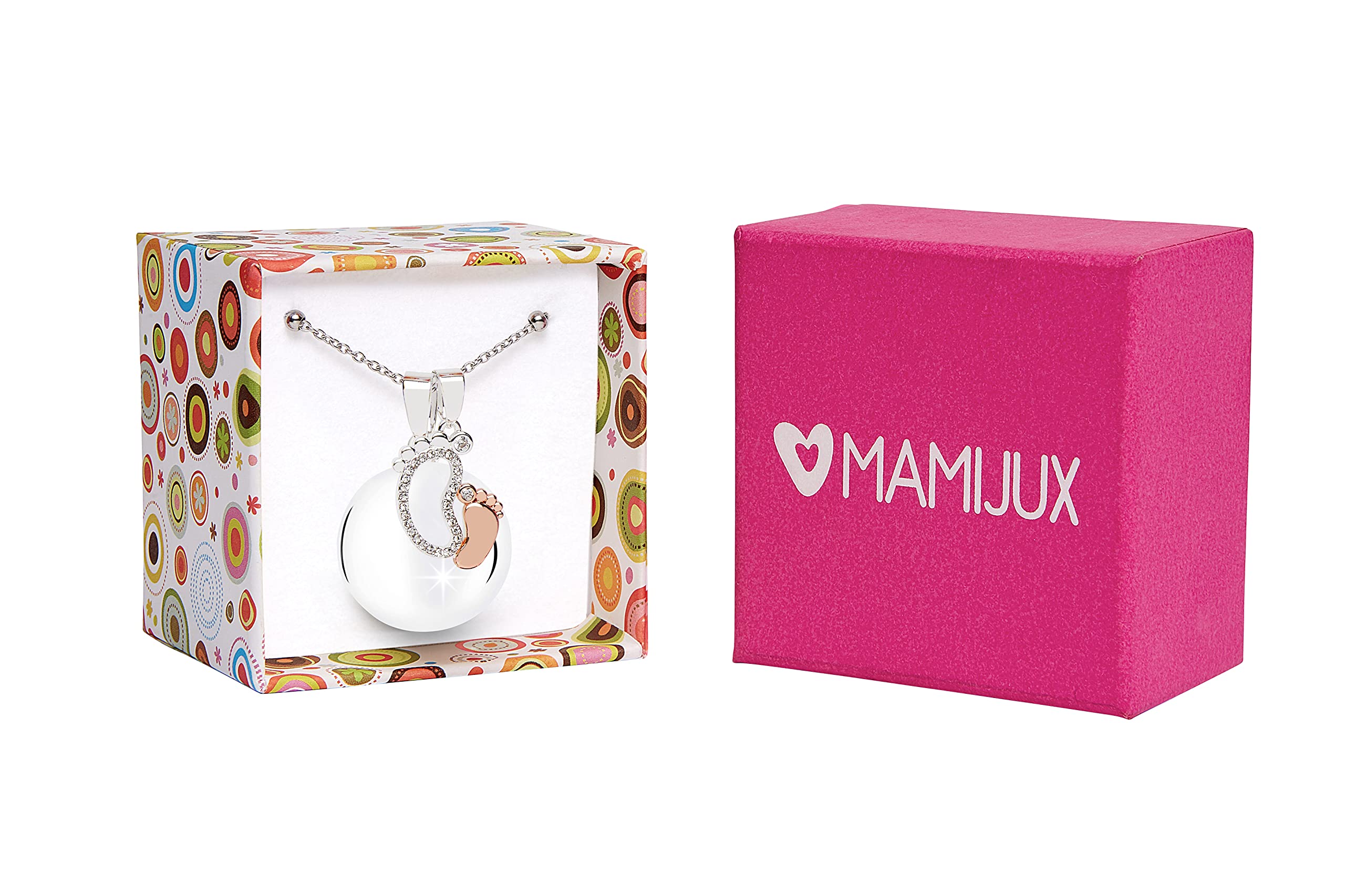 MAMIJUX Chiama Angeli Piedini Mamma Idea Regalo Gravidanza Collana Donna Richiamo degli Angeli Catenina Acciaio