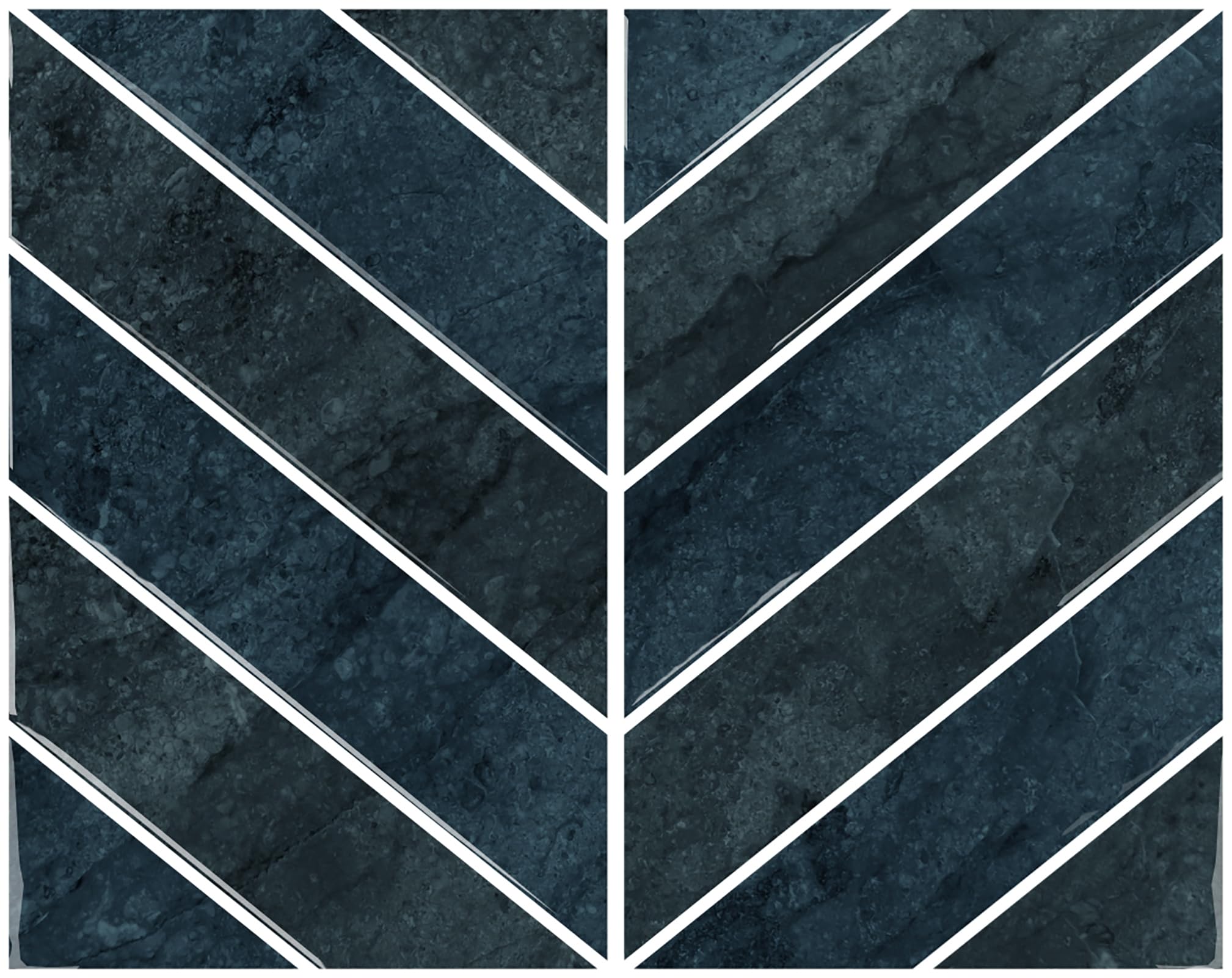 ANHUIB 12 Pcs Herringbone Blue Tile Stickers Peel and Stick Kitchen Wall Tiles Backsplash Herringbone Self Adhesive Wall Tile for Kitchen Waterproof Splashback Stick on Tile Decal for Bathroom 29×23cm — image 1