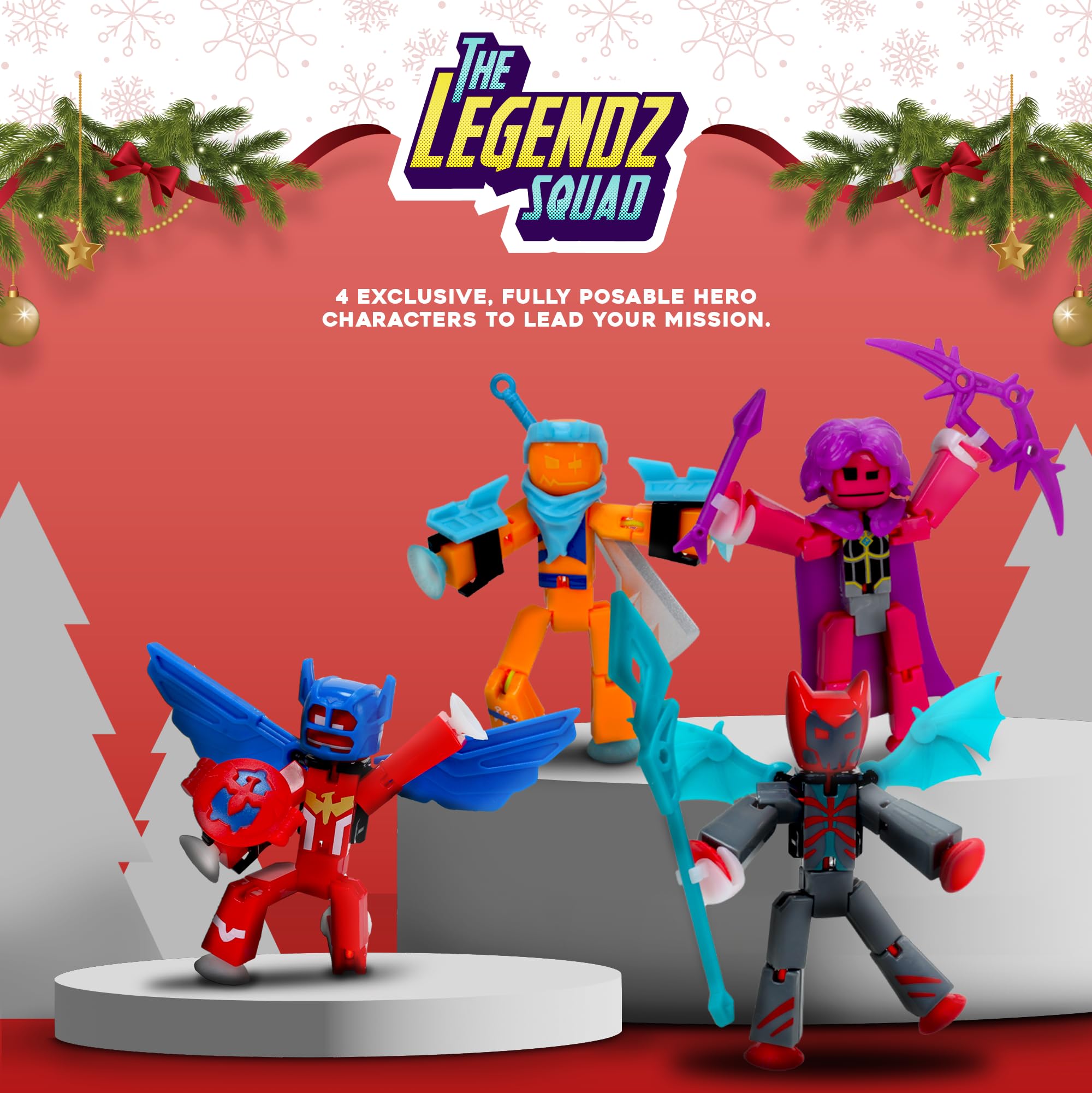 Zing Calendrier de l'Avent Stikbot Figurines à collectionner Hero Save Christmas avec Stikbots exclusifs