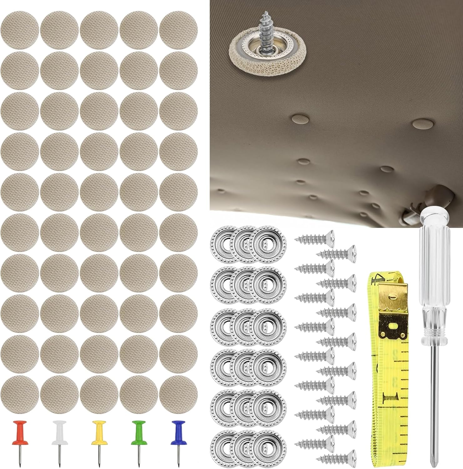 50PCS Rivets Repair Button, Car Roof Headliner Repair Kit