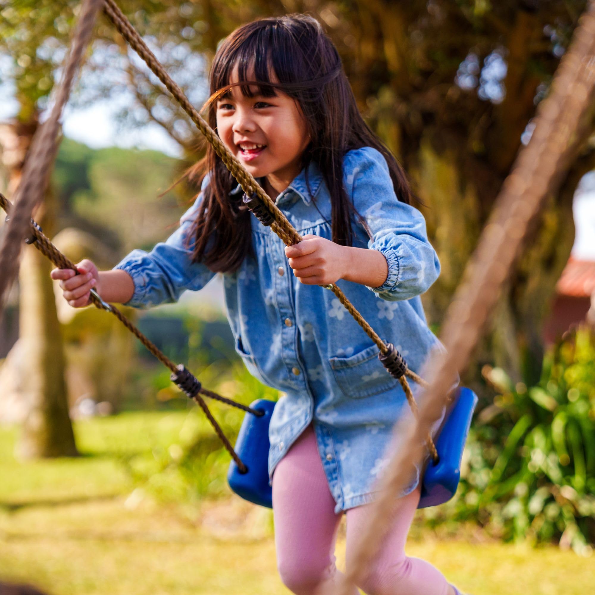 WICKEY Kinderschaukel Schaukelgestell Smart Hike blau - Schaukel & SurfSwing, Schaukelgerüst, Doppelschaukel, Holzschaukel mit Kletteranbau für Kinder im Garten