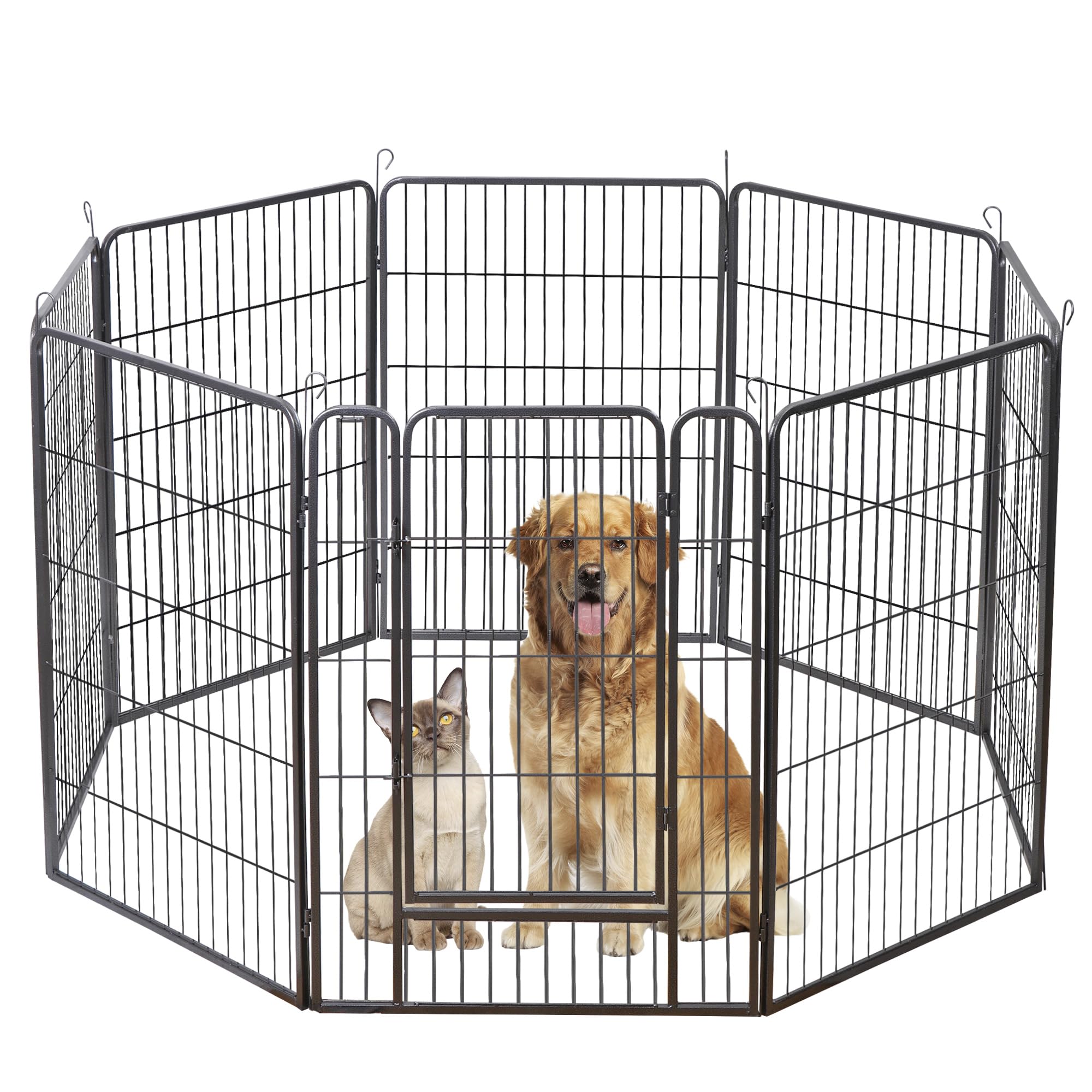 Dog Playpen Indoor Pet Dog Fence 8 Panels 40" Height Metal Dog Pen Outdoor Pet Puppy Exercise Pen with Doors for Medium Large Dogs