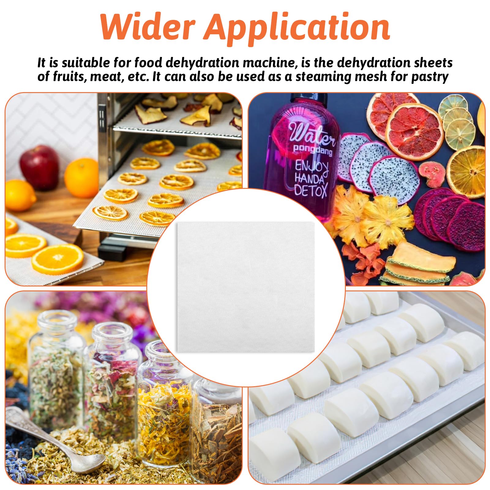 4 Piezas Hojas Deshidratadoras de Silicona Antiadherente Rejilla para Deshidratar sin BPA Lámina Deshidratador para Secadora de Frutas, Estera Vapor Reutilizable de Malla para Hornear, 30 x 30 cm