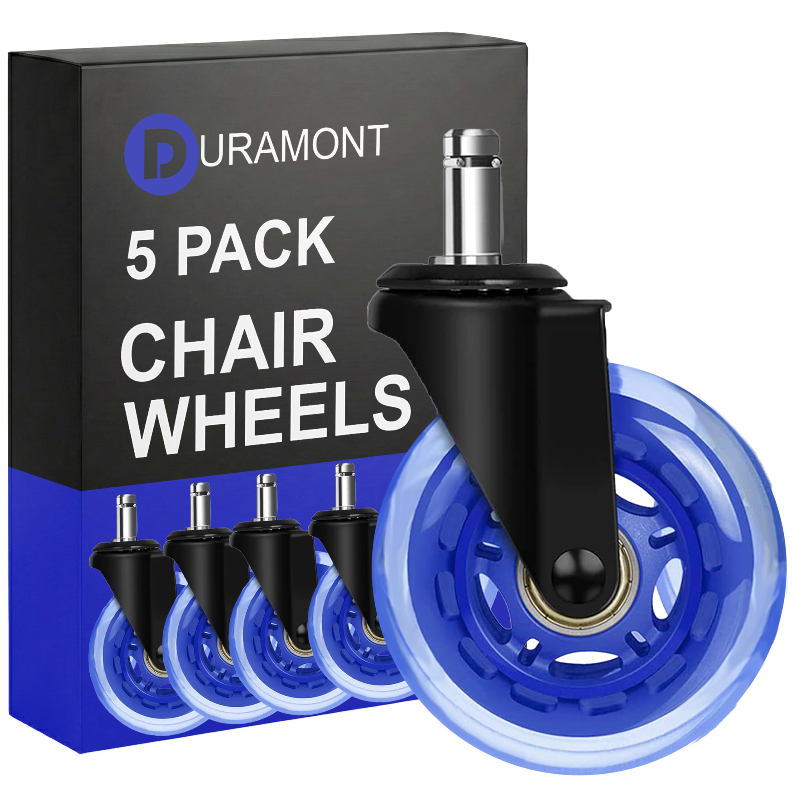 Office Chair Wheels for Carpet and Hardwood Floors Laminate Heavy Duty Casters mat Rubber Silicon Rollers Wheels Replacement Desk Chair Accessories (