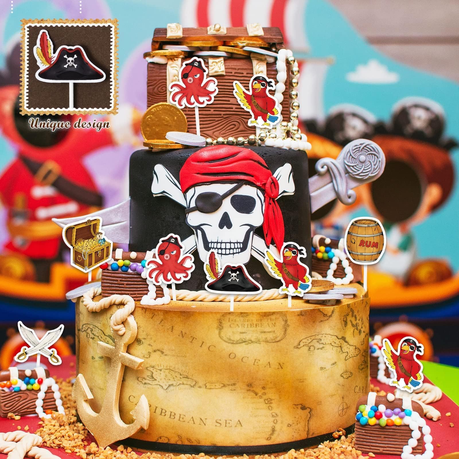 décoration de gâteau d'anniversaire pirate décoration de gâteau avec coffre au trésor fournitures de fête d'anniversaire pirate pics à cupcake avec bateau pirate décoration décoration de gâteau d'anniversaire pirate décoration de gâteau avec coffre au trésor fournitures de fête d'anniversaire pirate pics à cupcake avec bateau pirate décoration