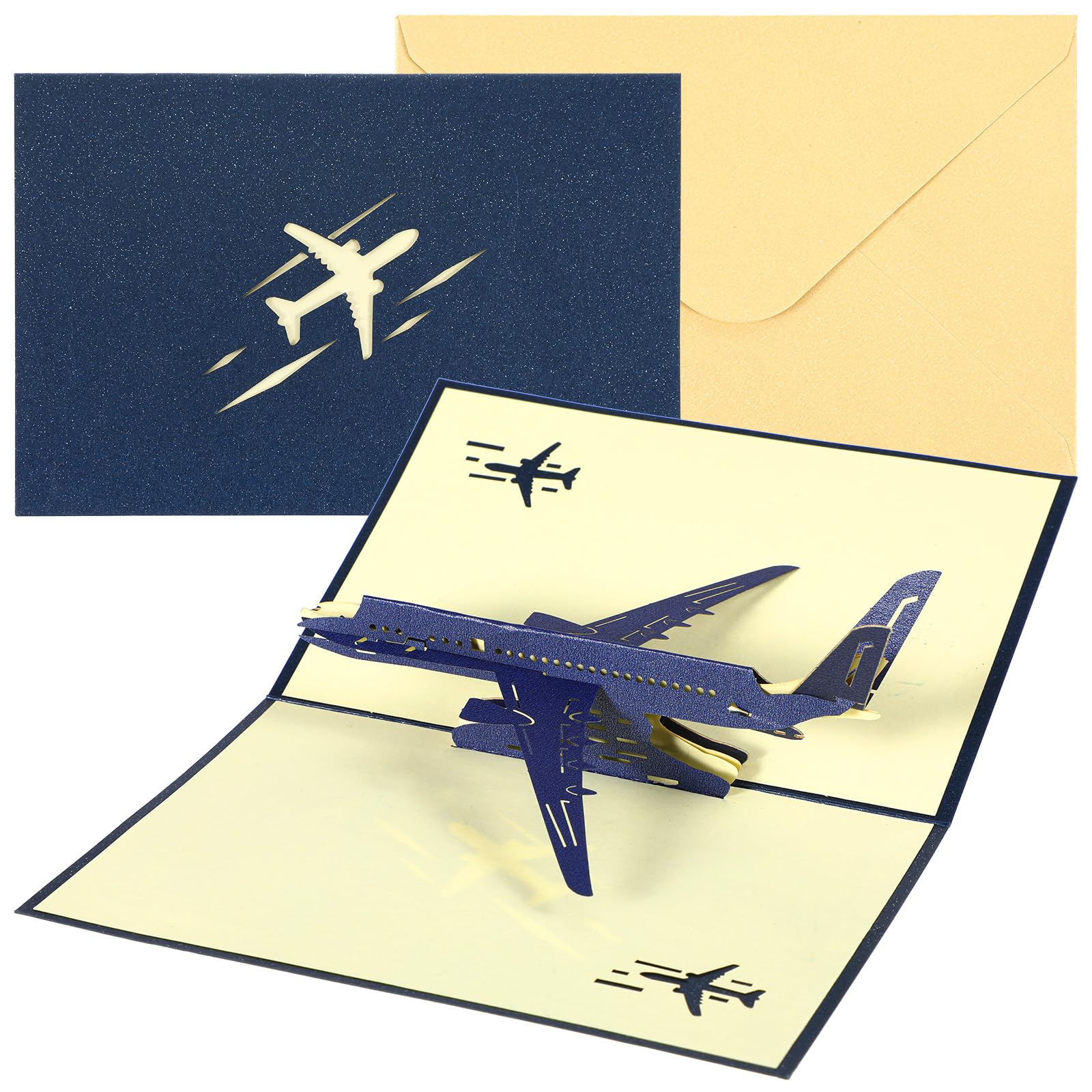 TIESOME Airplane Pop Up Greeting Card, 3D Jet Aircraft Birthday Graduation Congratulations Card with Envelope Graduation Gift for All Occasions