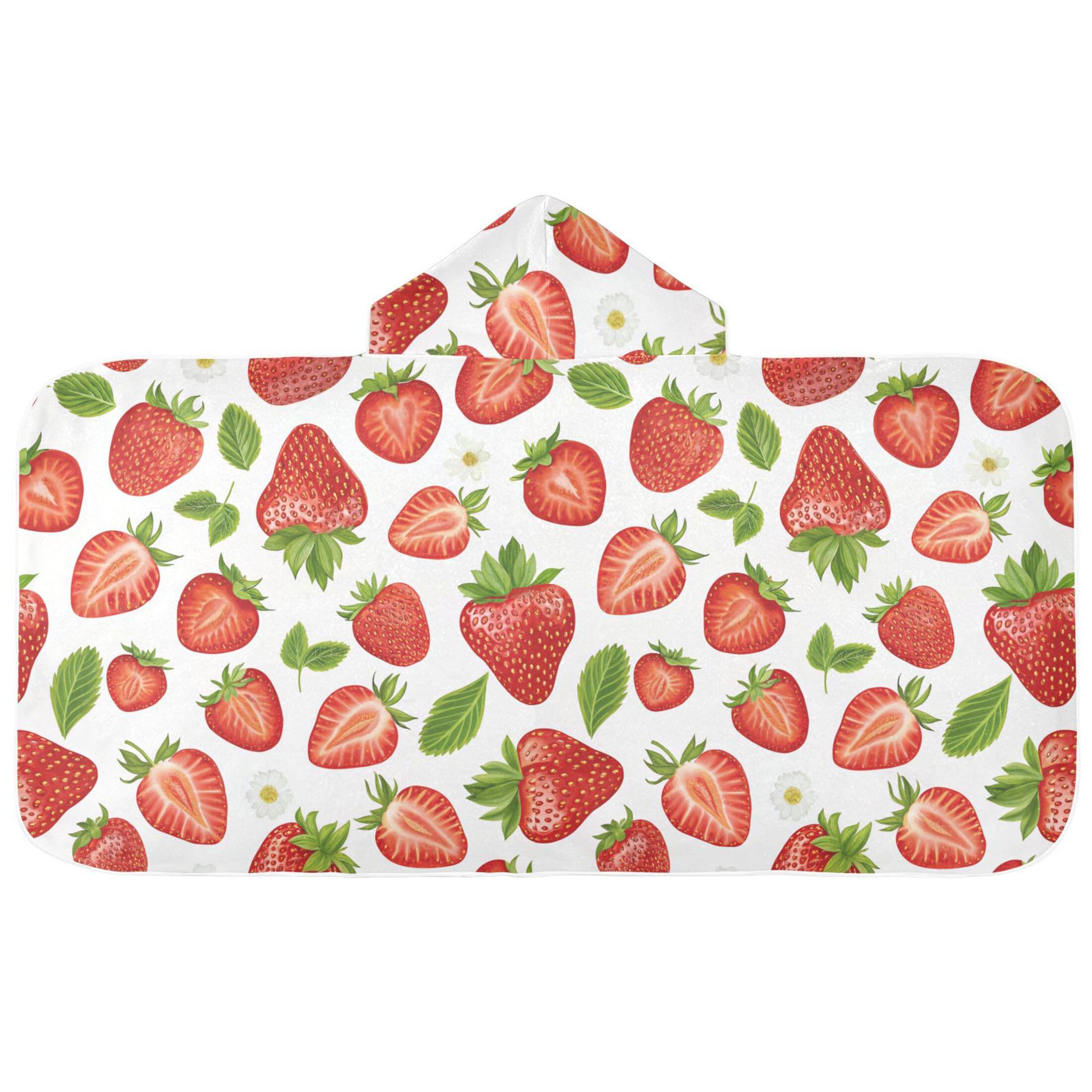 Fuauuyl Strawberry Hooded Baby Bath Towel Soft & Breathable Towel for Newborns Infants Toddlers, Nursery Essential