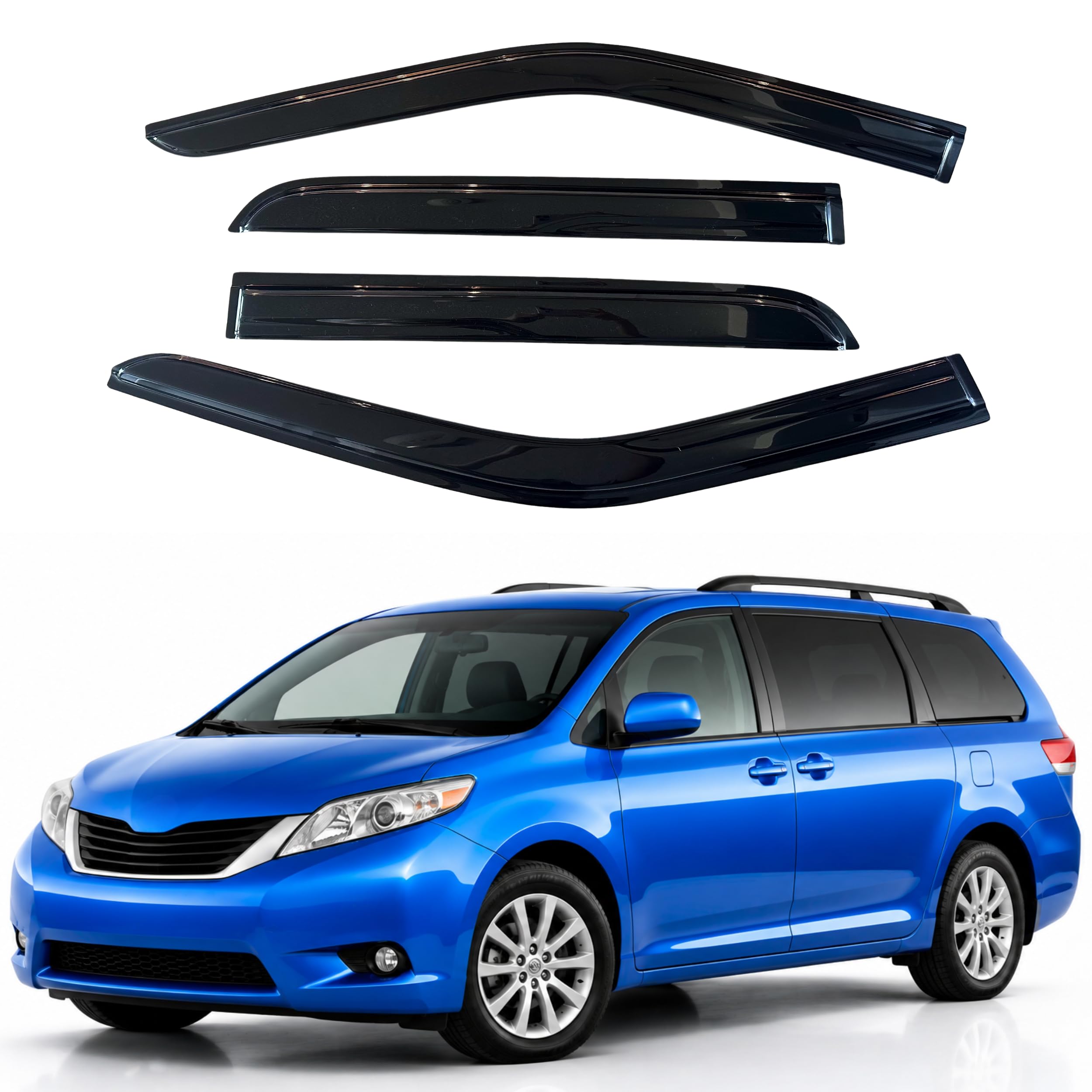 IG Window Visors Fit for 2011-2020 Toyota Sienna, Out-Channel Rain Guards Vent Wind Deflectors 4PC, Car Accessories for 11-20 Sienna