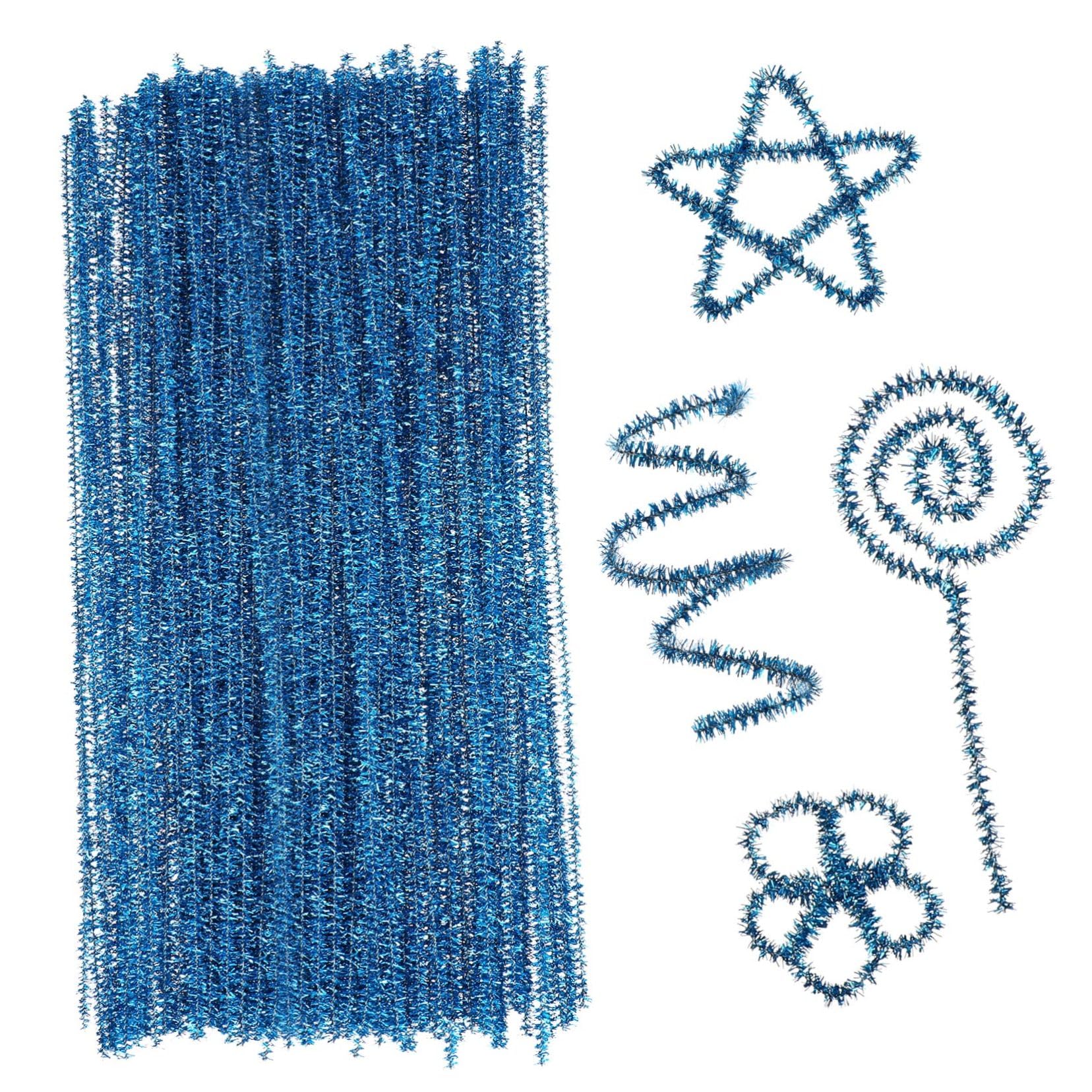 Homoyoyo 200pcs Glitter Twist Stick Christmas Crafts Christmas Tree Decorations Christmas Pipe Cleaners Colors Garland Thick Blue Stems Tinsel Xmas Sparkly Glitter Pipe Cleaners Jumbo