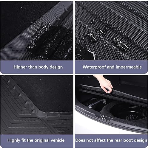 Miniatura 5 de Cargo Liner for 2024 Hyundai Elantra (No Elantra GT Models) - Black TPO All Weather Heavy Duty Waterproof Rear Cargo Tray Trunk Floor Mat Protector