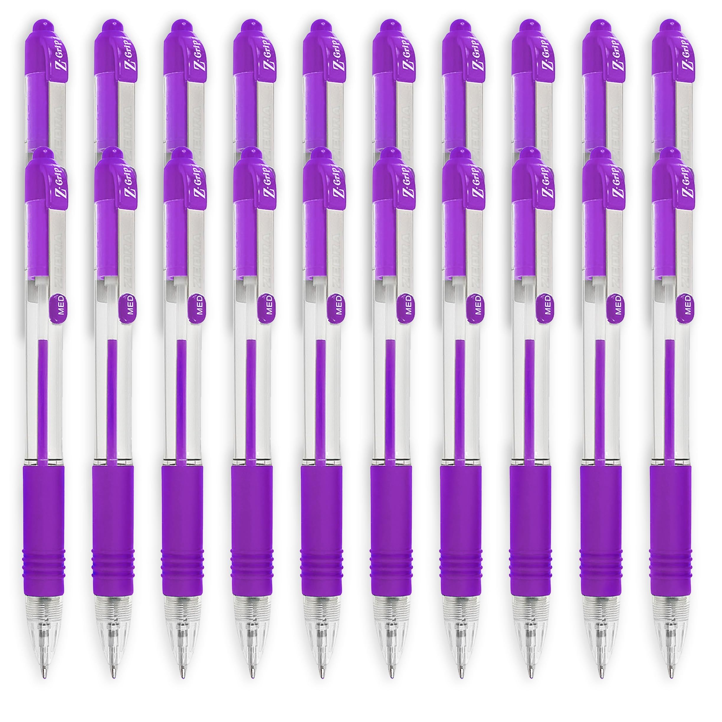 Zebra Z-Grip Retractable Ballpoint Pen - Economy Pack of 20 (Violet), 1 count (Pack of 20)