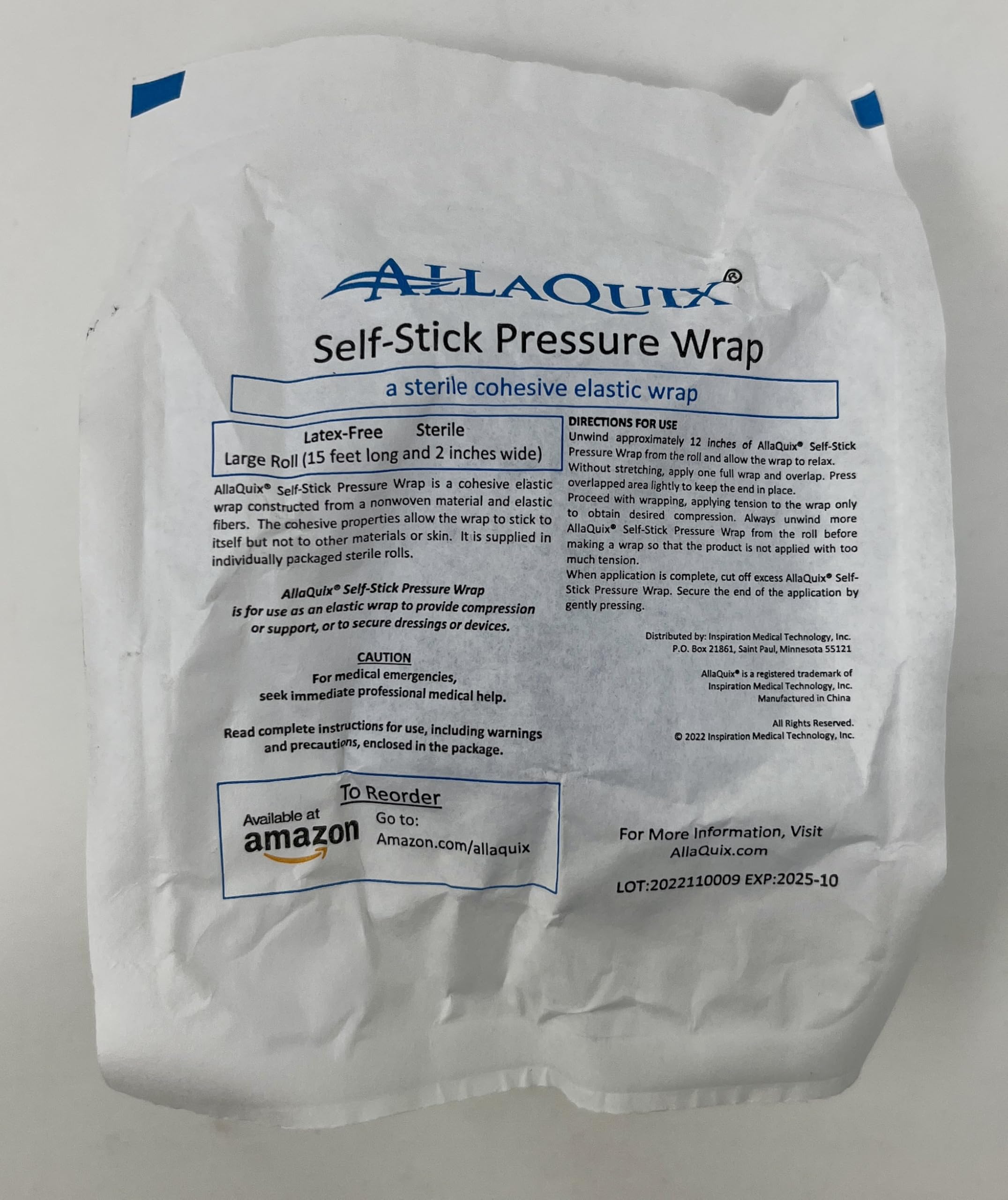 Self-Stick Cohesive Wrap (3-Pack) Self-Adherent Pressure Bandage (Latex-Free and Sterile) Large Rolls (15 feet Long and 2 inches Wide)