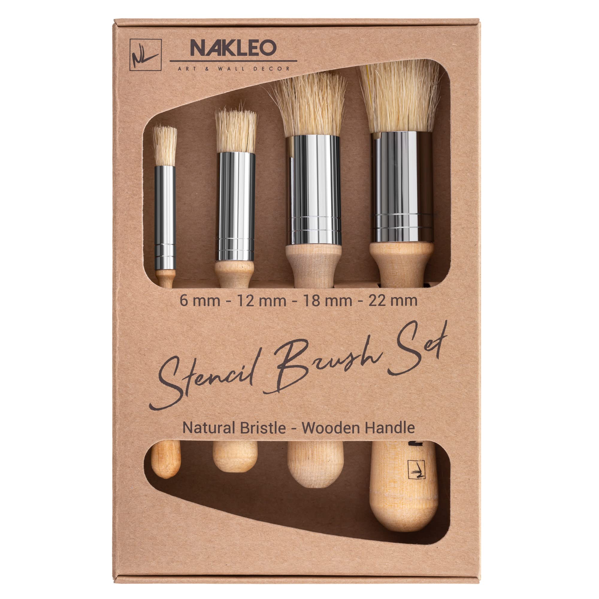 Lot De 4 Pinceaux à Pochoir En Bois 6 12 18 22 Mm Pinceau En Poils