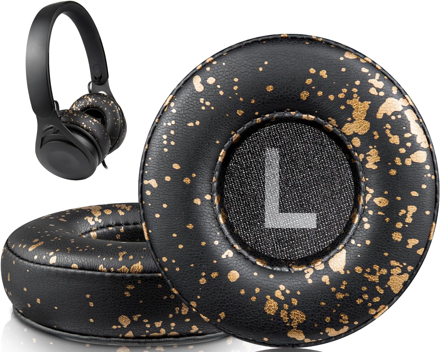 SOULWIT Professional Ear Pads Cushions Replacement for Beats EP Wired On-Ear Headphones, Ear Pads with High-Density Noise Isolation Foam - EP PL Black Gold
