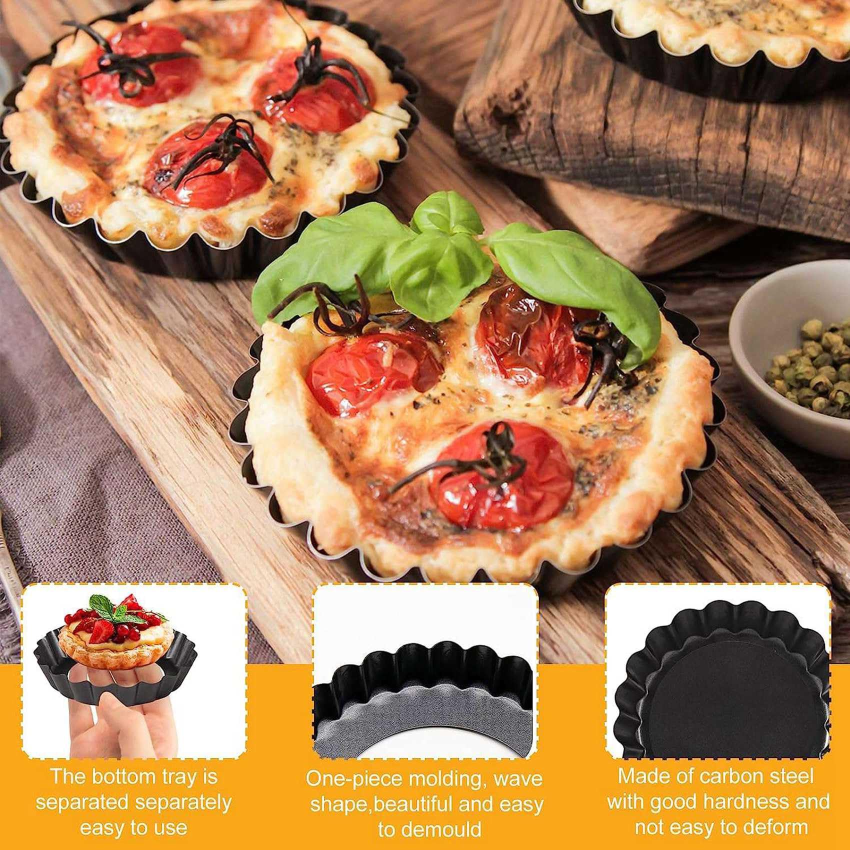 Teglia per crostata per quiche e dessert, 10,2 cm in